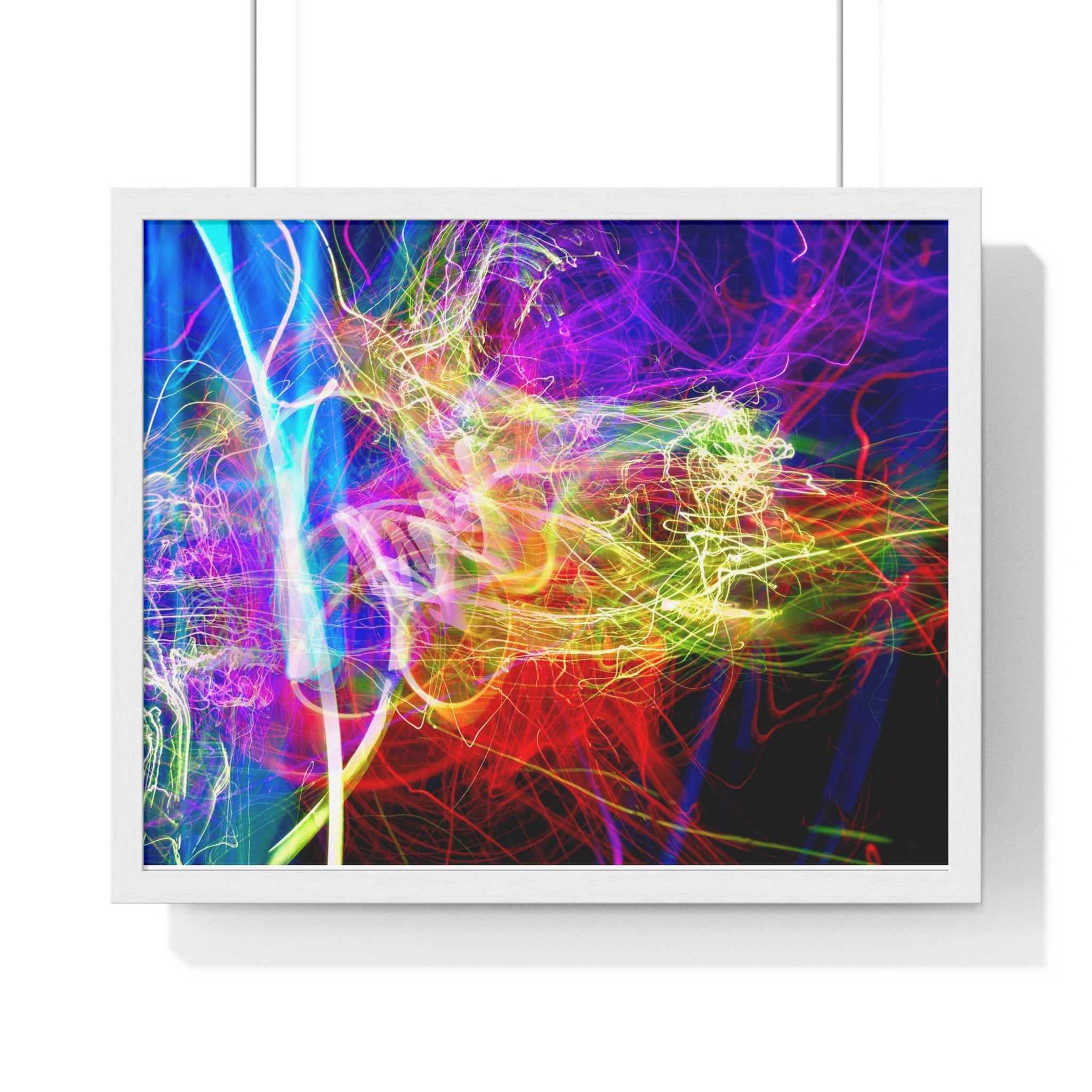 Abstract Light Painting Photography Framed Poster — Vibrant Colorful Wall Art