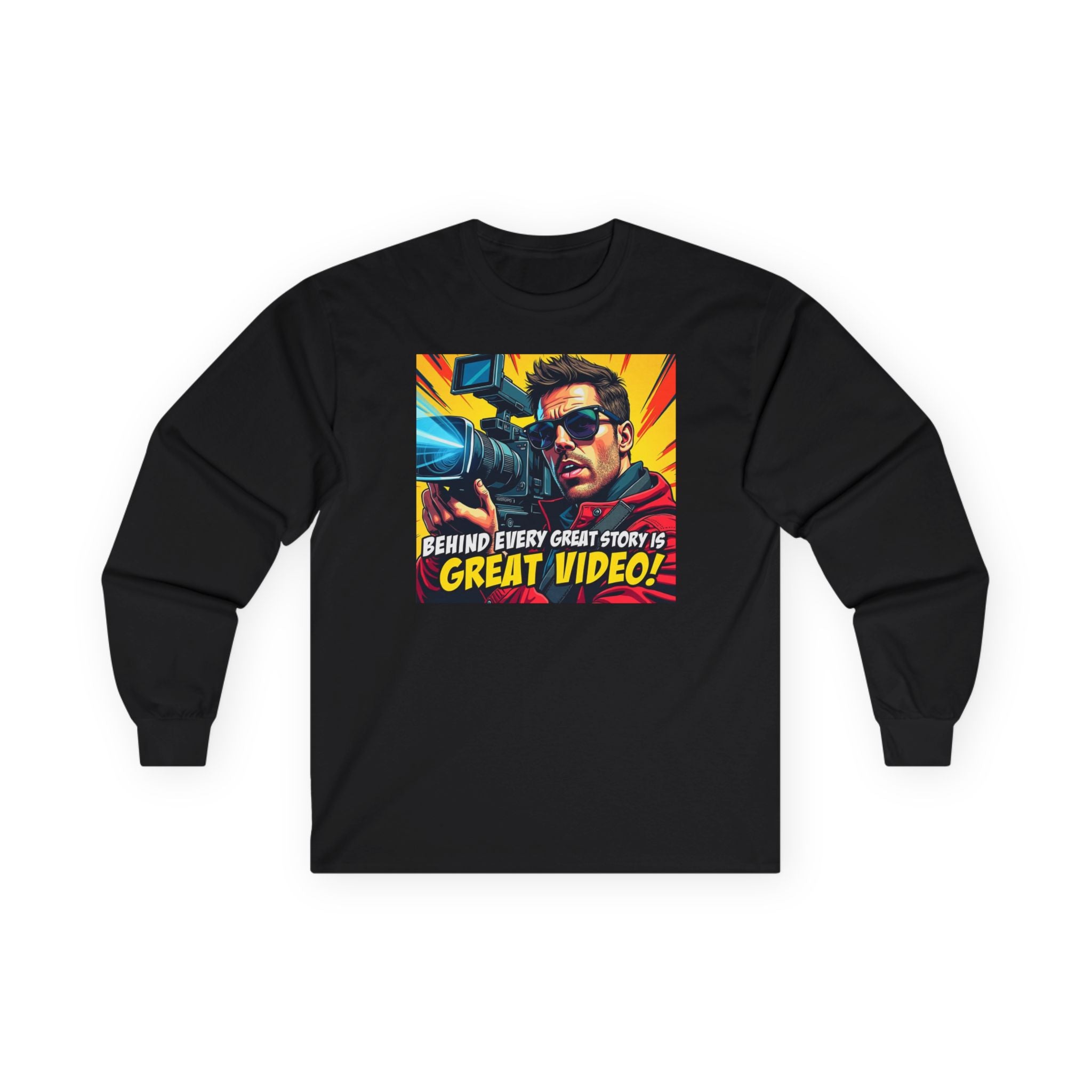 TV News Videographers: Behind Every Great Story is Great Video Long Sleeve Tee, Unisex Cotton Tee, Graphic Tee, Casual Wear, Gift for Videographers, Movie Lovers