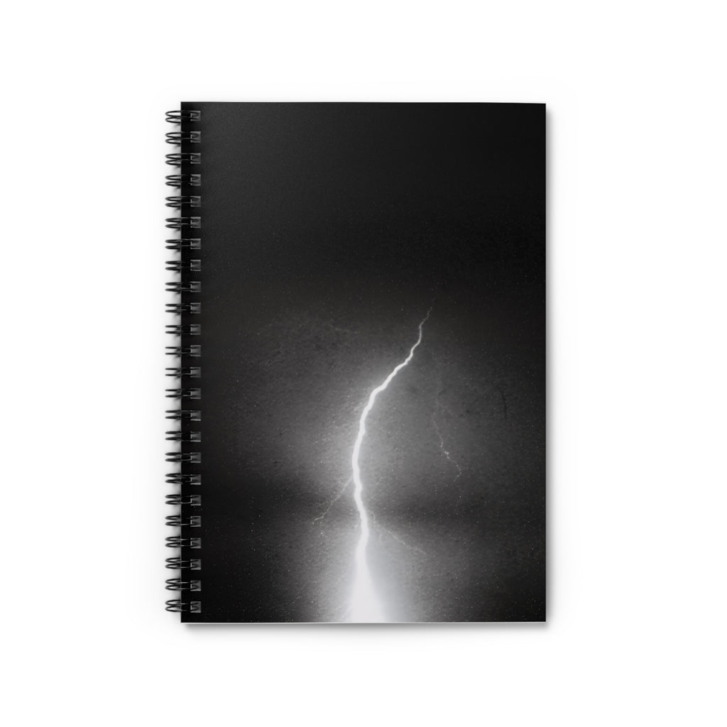 Lightning Strike Spiral Notebook — Moody Black & White Ruled Journal