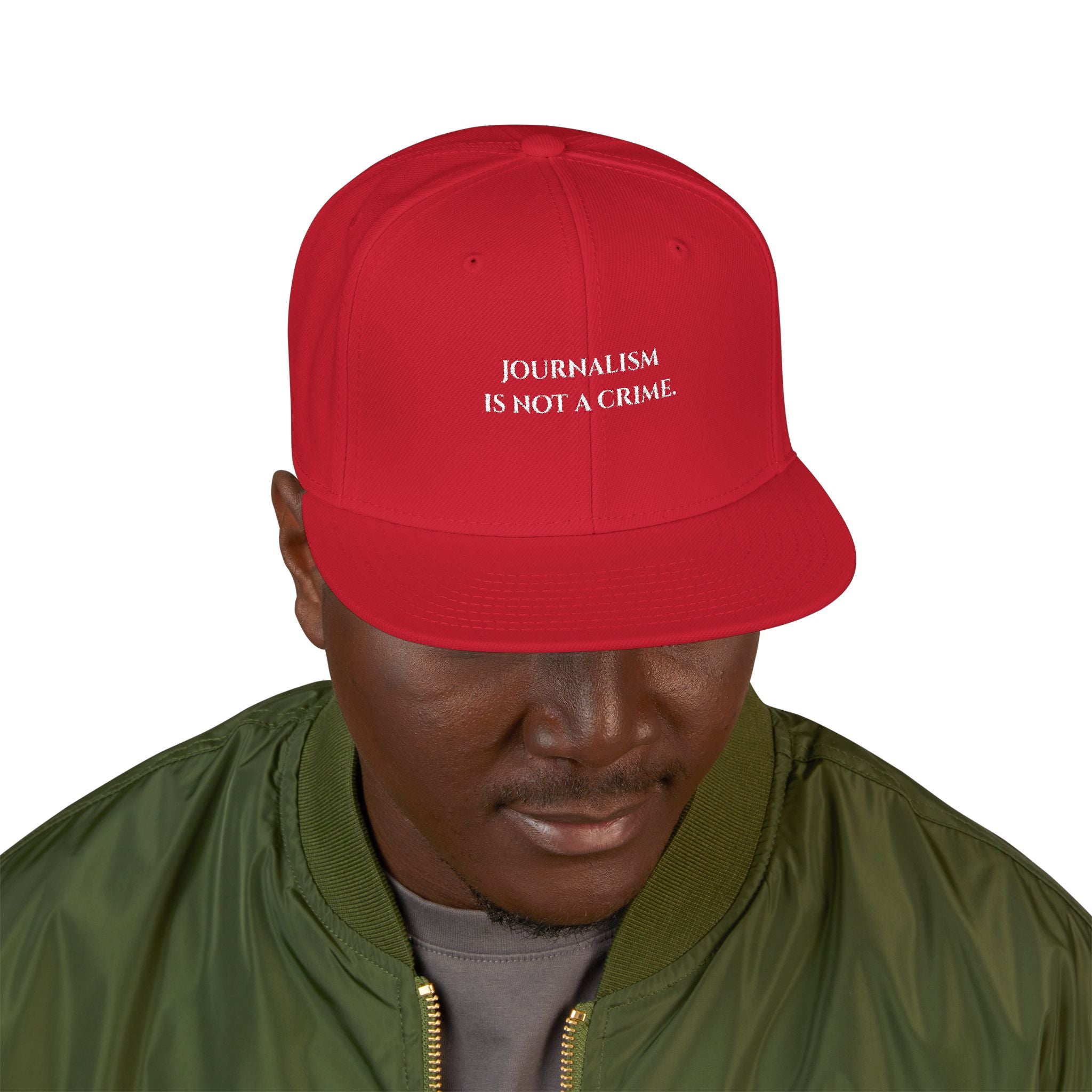 "Journalism is not a Crime" Embroidered Snapback Hat —