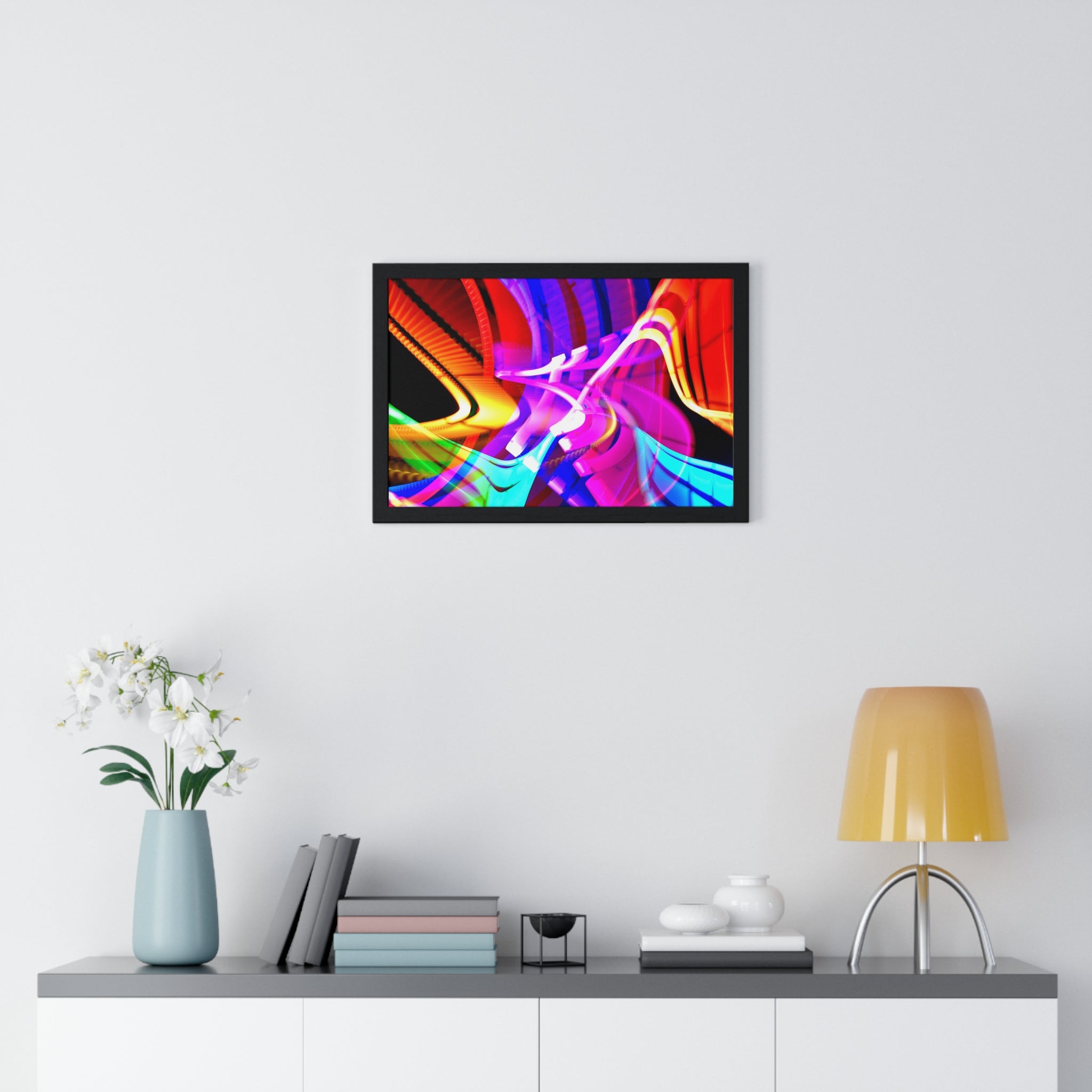 Original Light Painting Photograph Framed Colorful Wall Art