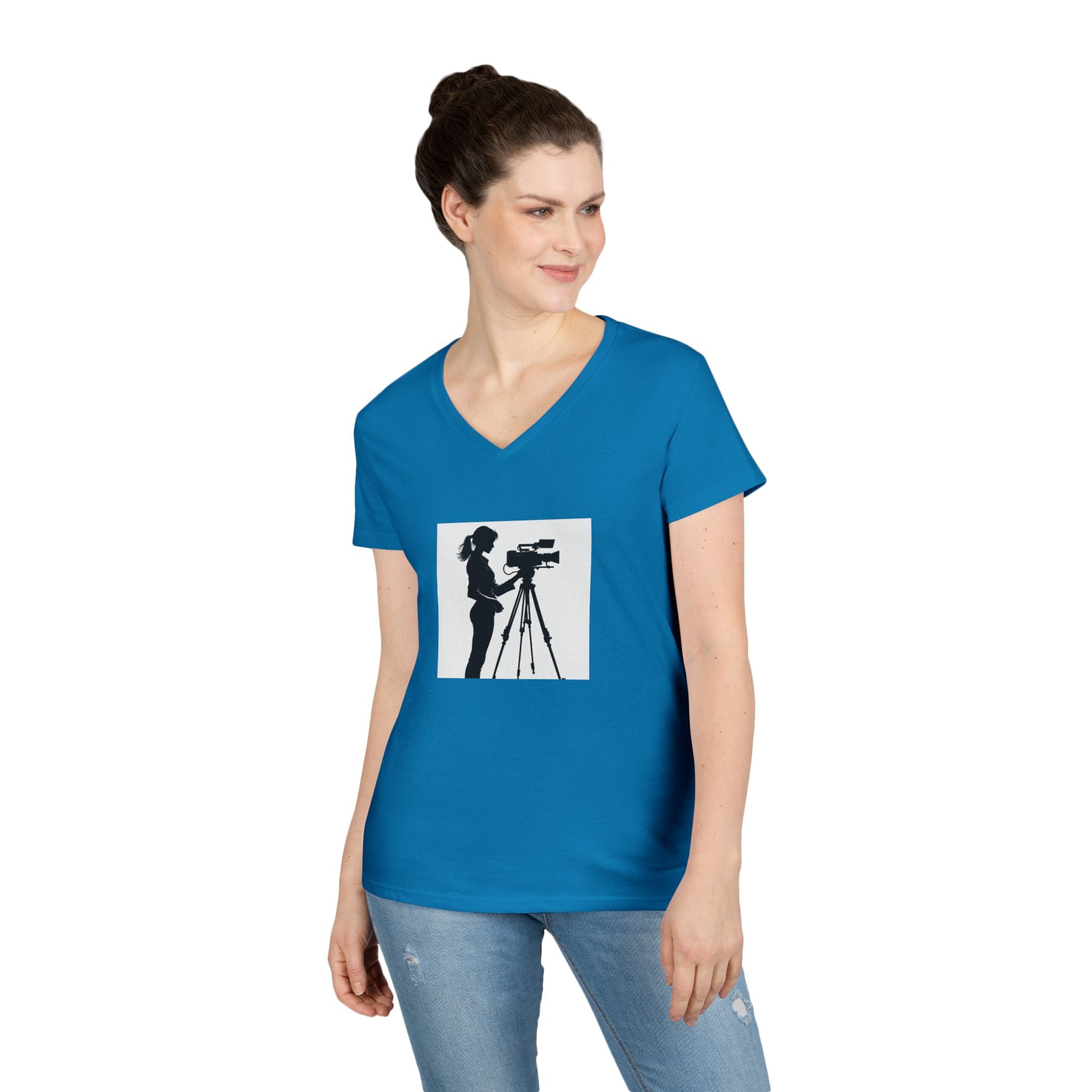 "Behind Every Great Story is Great Video "Camerawoman V-Neck Tee