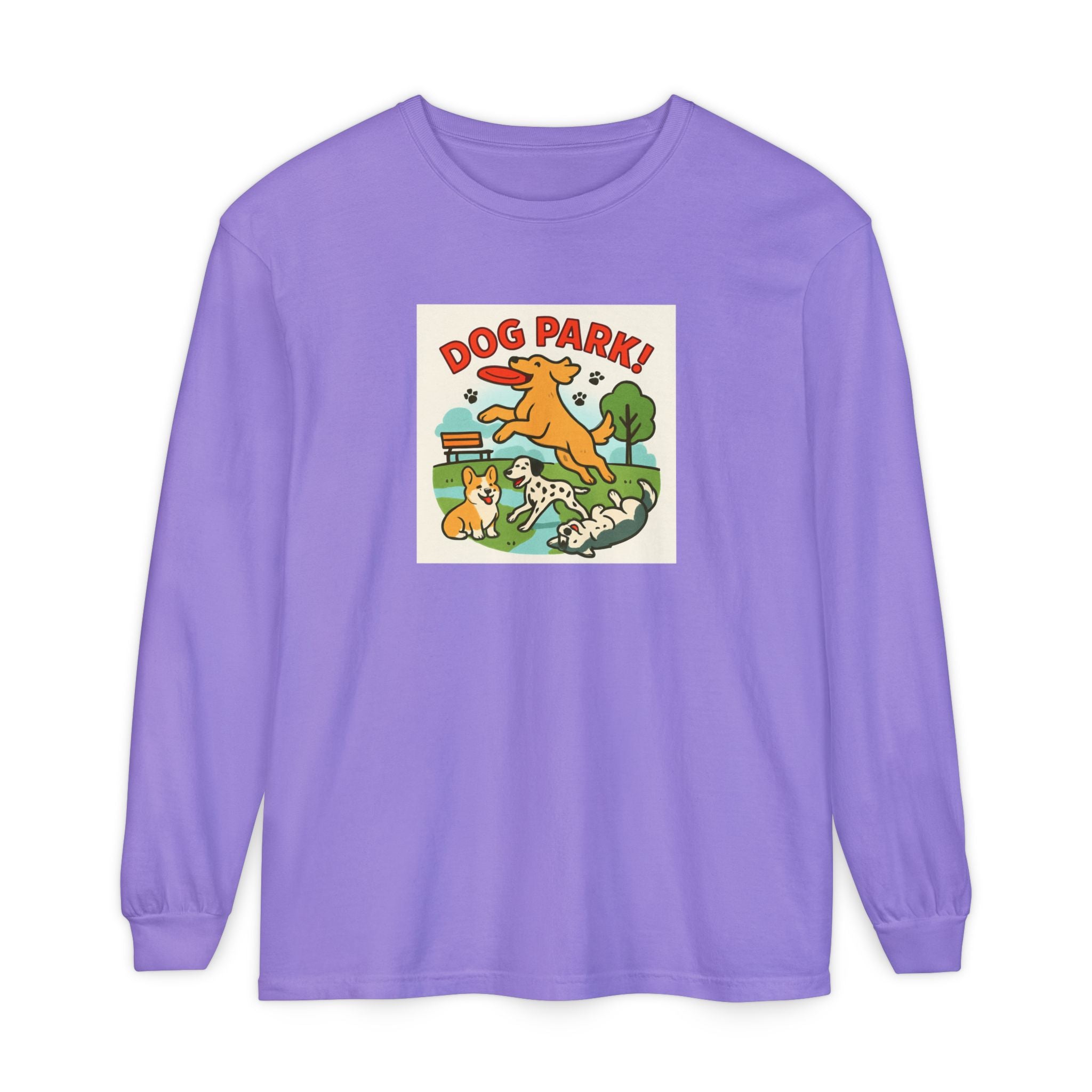 Dog Park Unisex Garment-dyed Long Sleeve T-Shirt