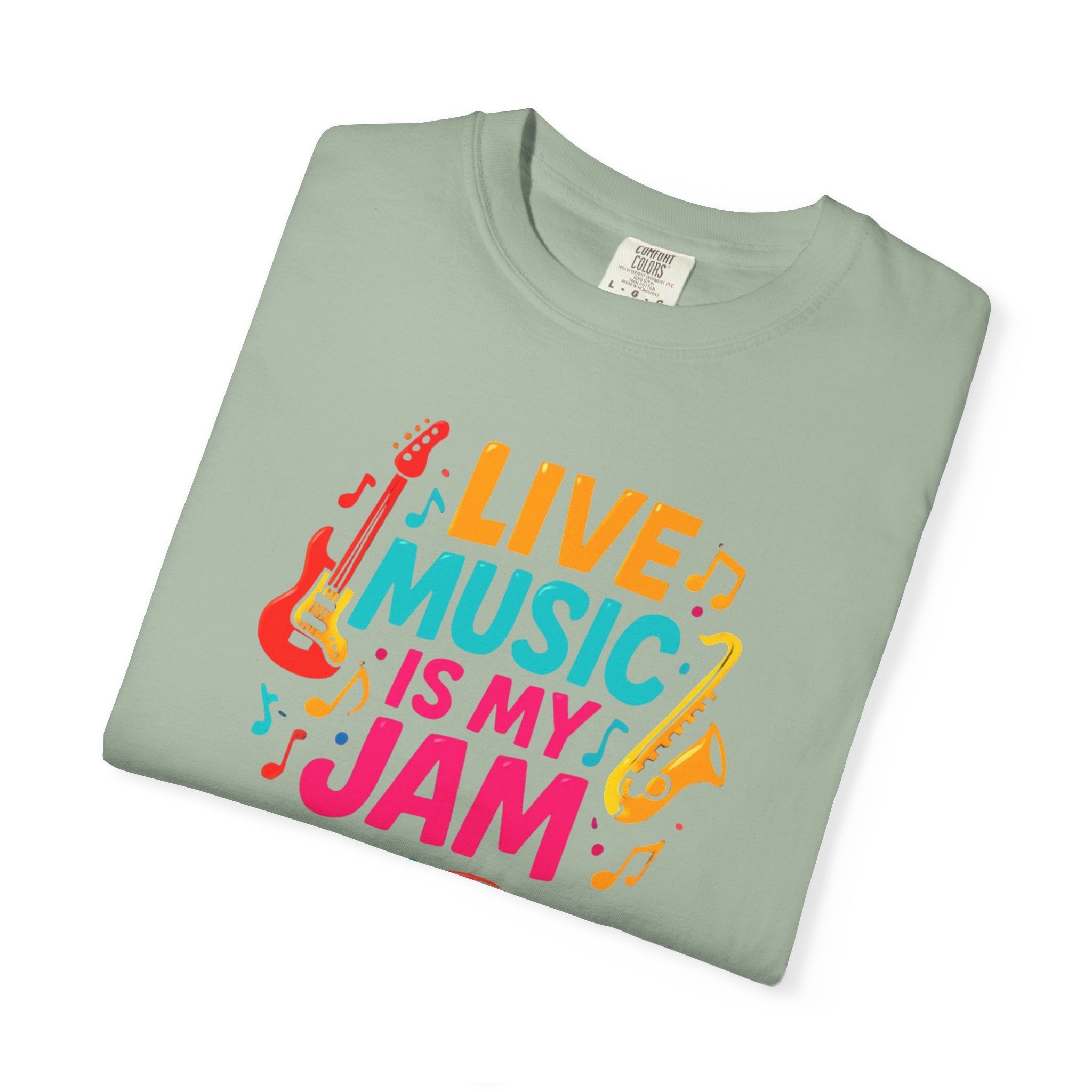 Live Music Is My Jam T-Shirt — Colorful Guitar Music Tee