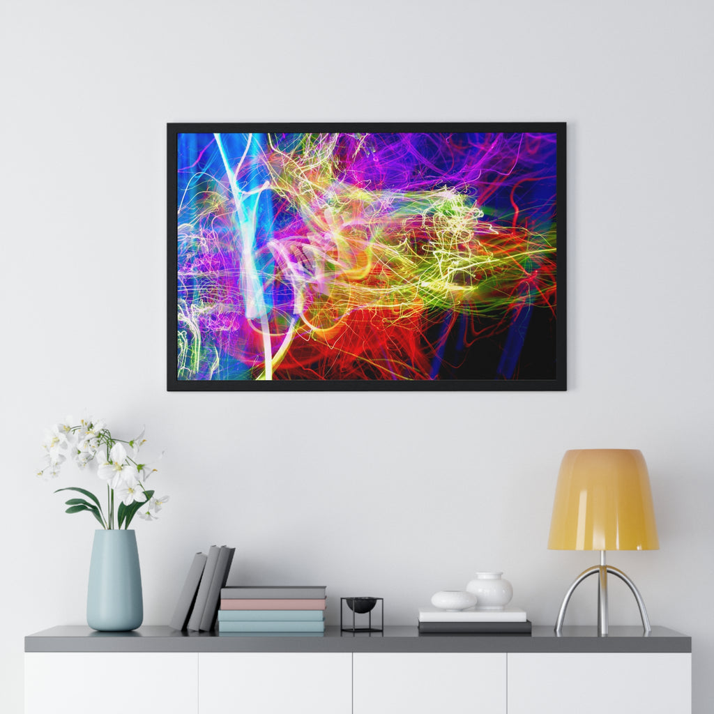Abstract Light Painting Photography Framed Poster — Vibrant Colorful Wall Art