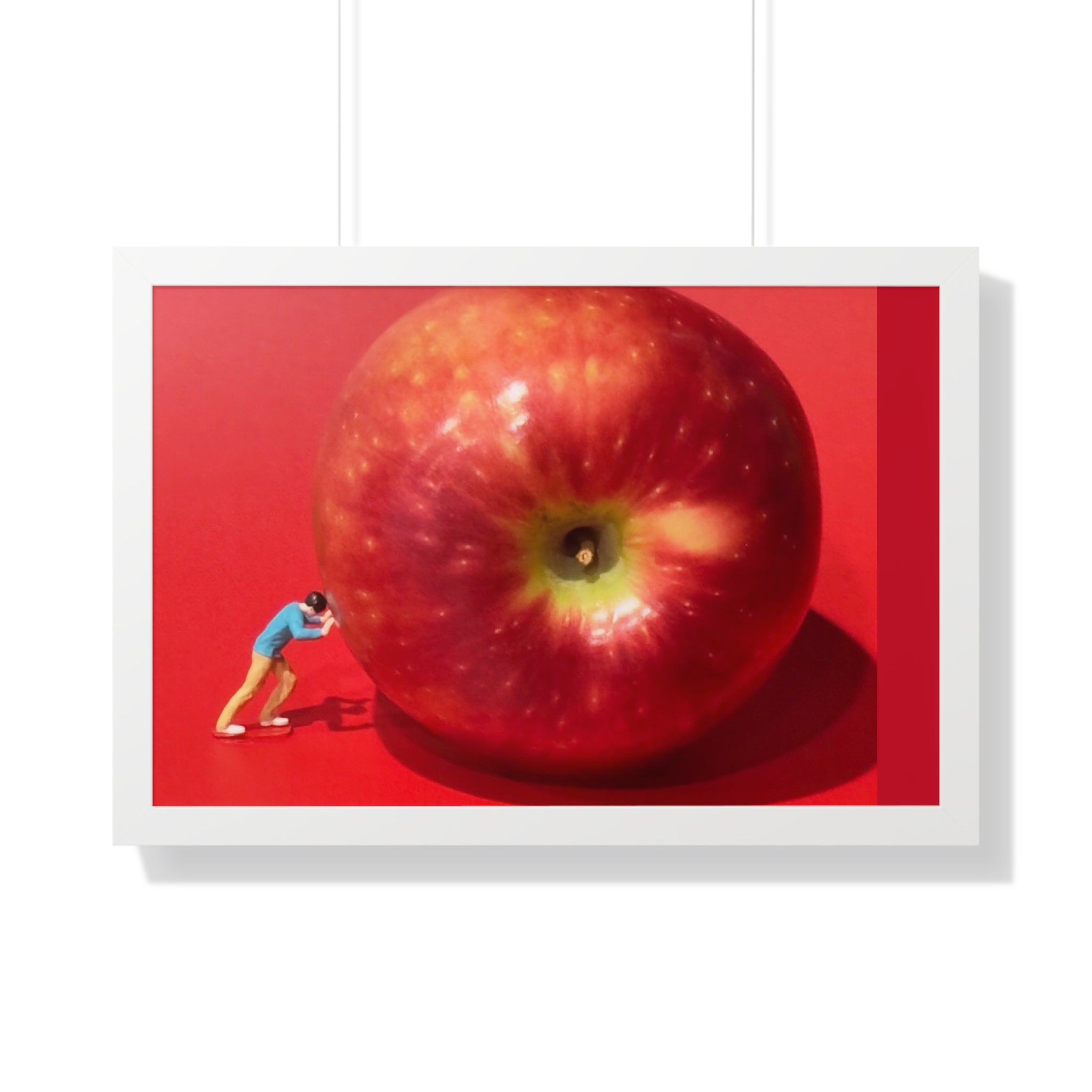 Framed Poster Giant Red Apple (Surreal Wall Art)