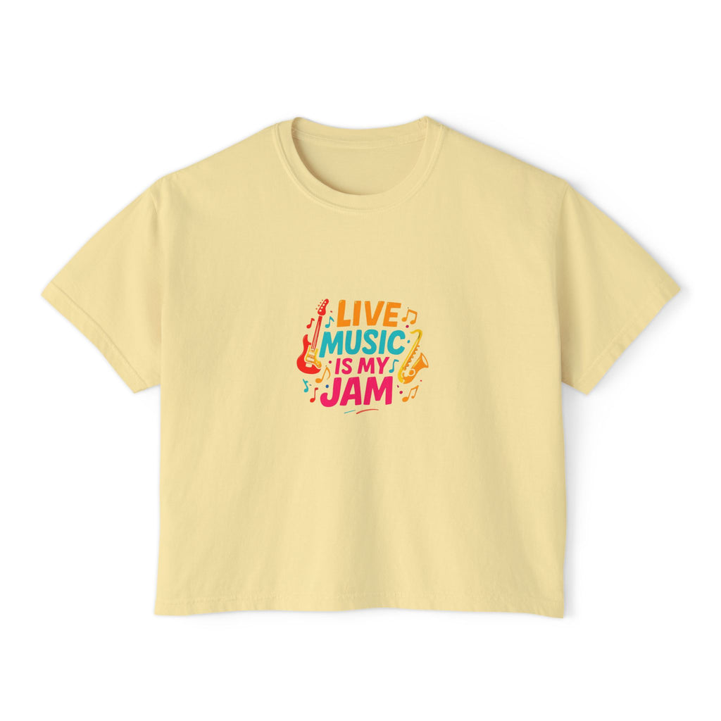Live Music Is My Jam Boxy Tee — Women's Cropped Graphic Concert T‑Shirt