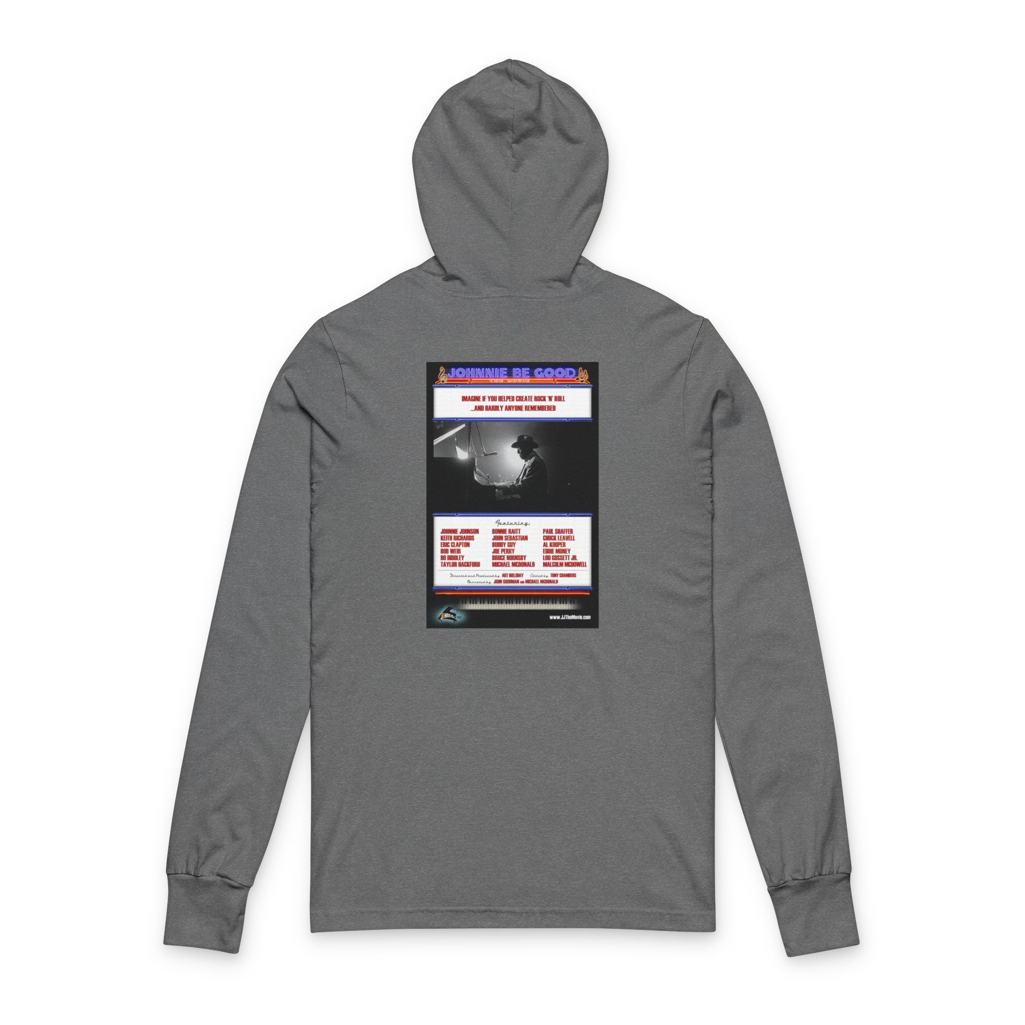 Johnnie Be Good Documentary Hooded Long Sleeve Tee — Vintage Film Poster Graphic Long-Sleeve Hoodie Tee