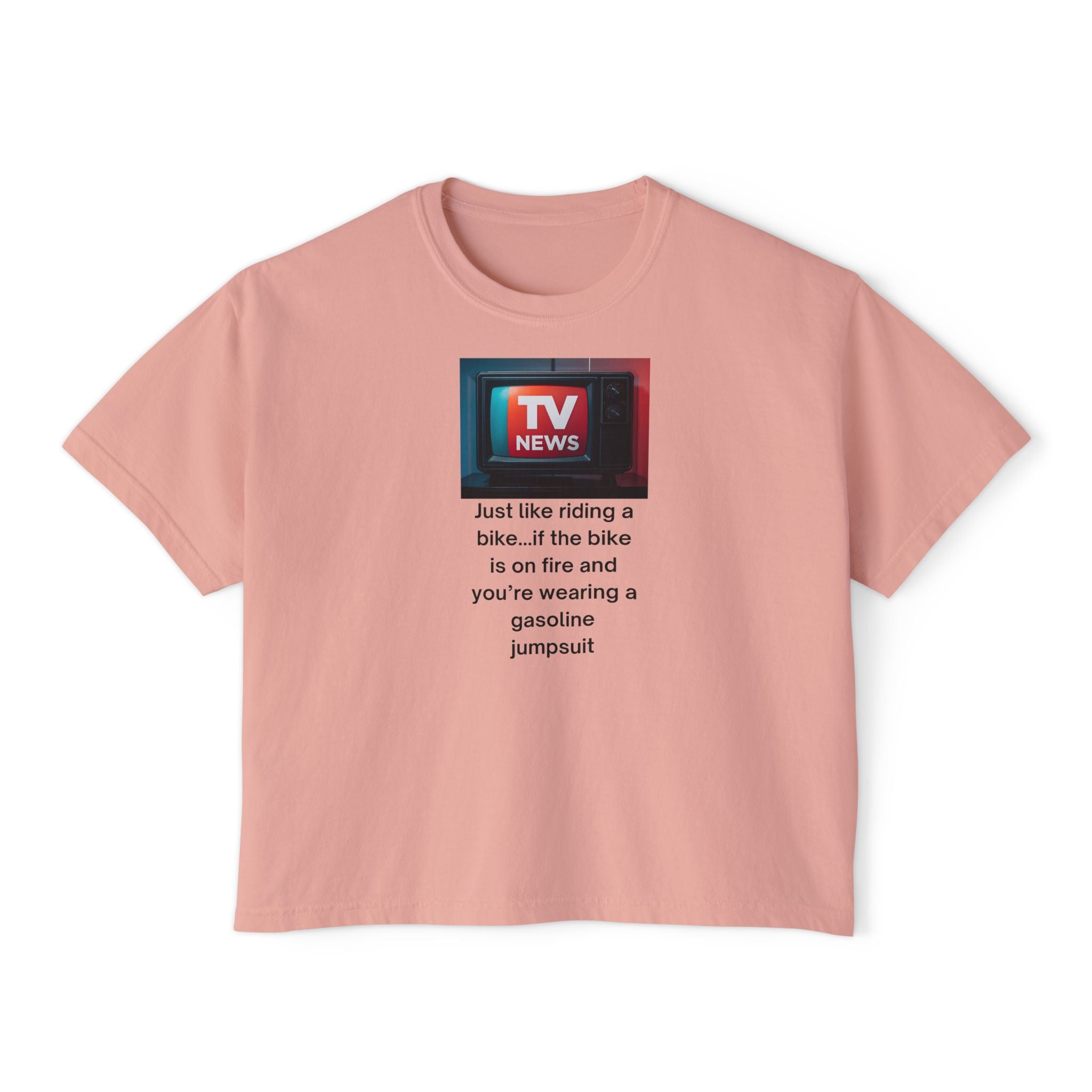 TV News Inspired Women's Boxy Tee, Casual Graphic Tee, Unique Gift for News Lovers, Funny Quote Shirt, Trendy Everyday Wear