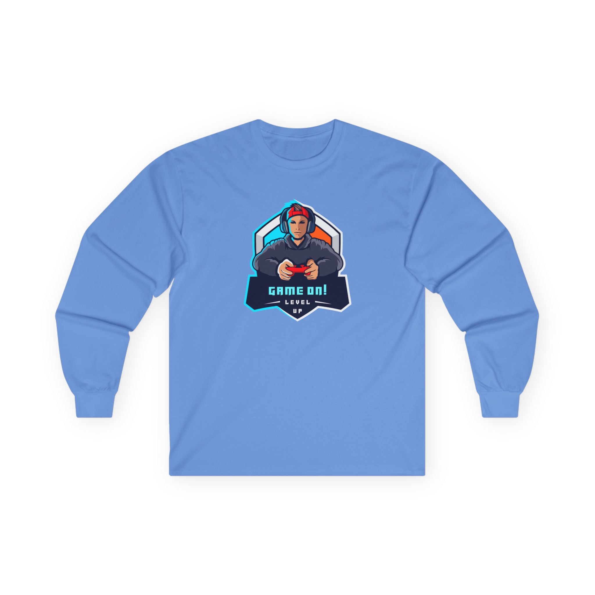 “Game On!” Graphic Gamer Logo Long Sleeve Tee —