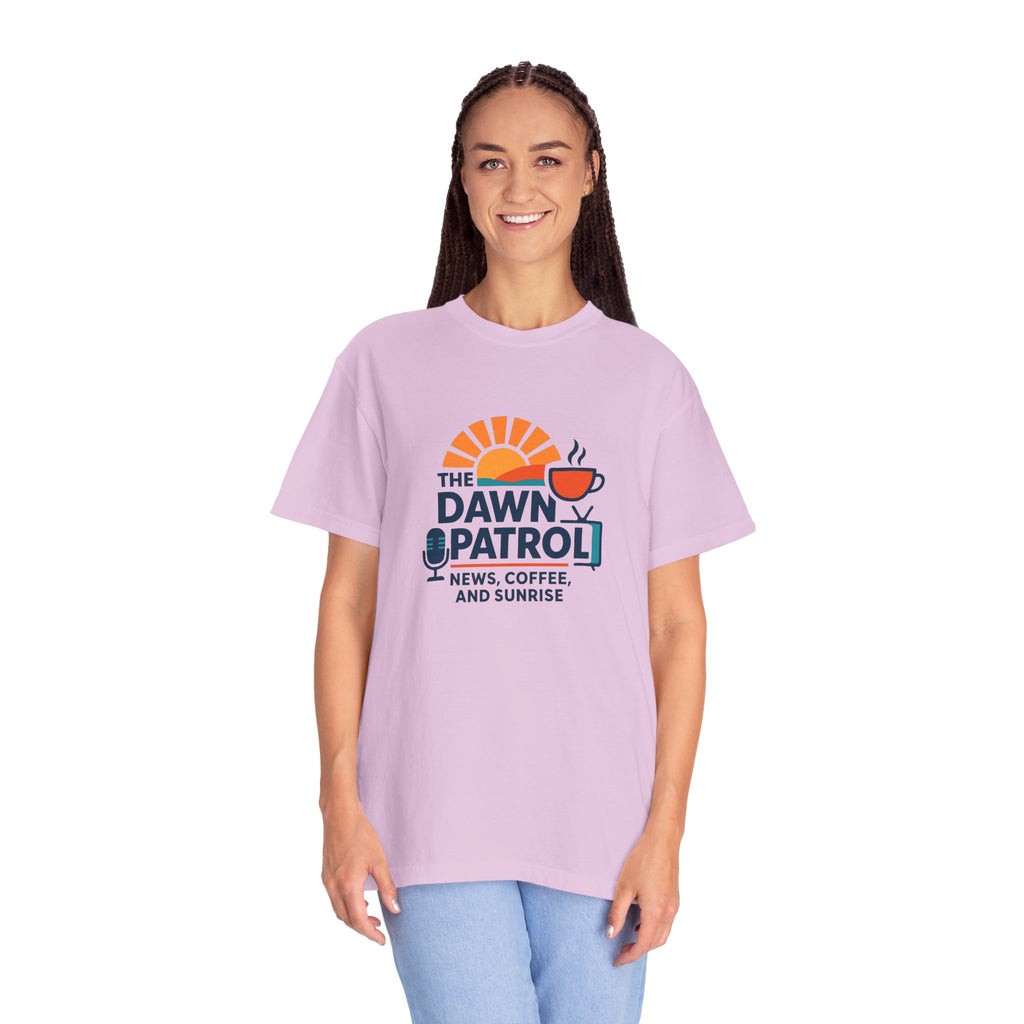 Dawn Patrol T-Shirt — "News, Coffee, and Sunrise" Morning Radio Tee