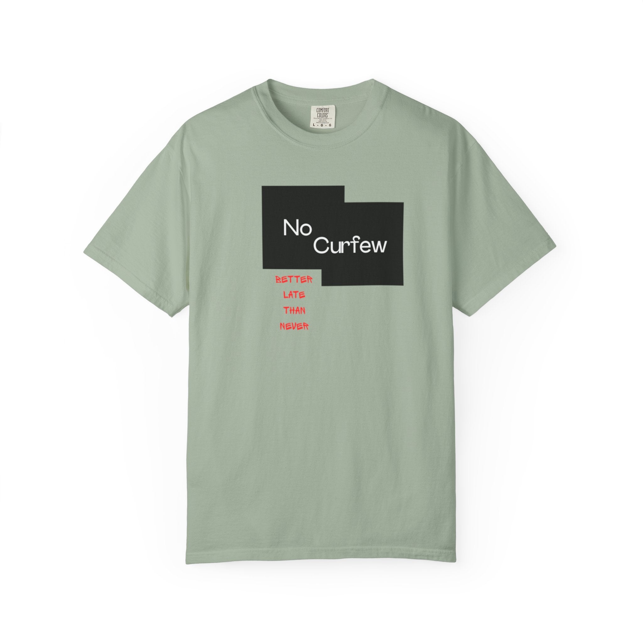 No Curfew Unisex Garment-Dyed T-shirt | Ideal for Teens, Casual Wear, Gifts, Parties, Summer Events