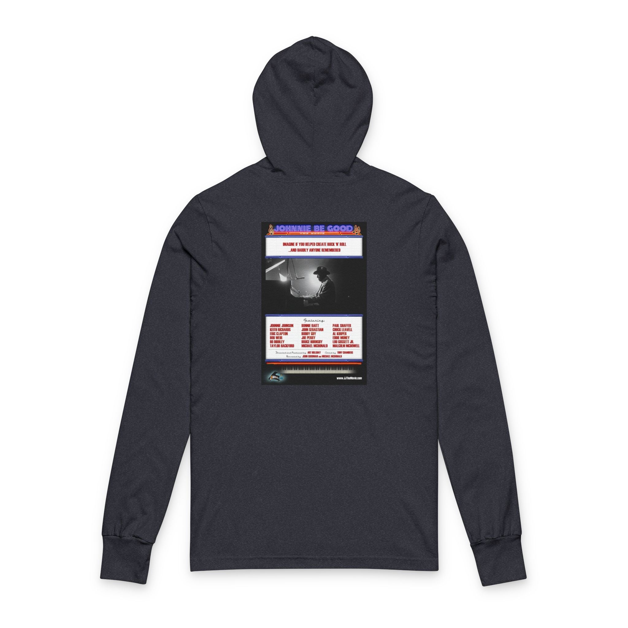 Johnnie Be Good Documentary Hooded Long Sleeve Tee — Vintage Film Poster Graphic Long-Sleeve Hoodie Tee