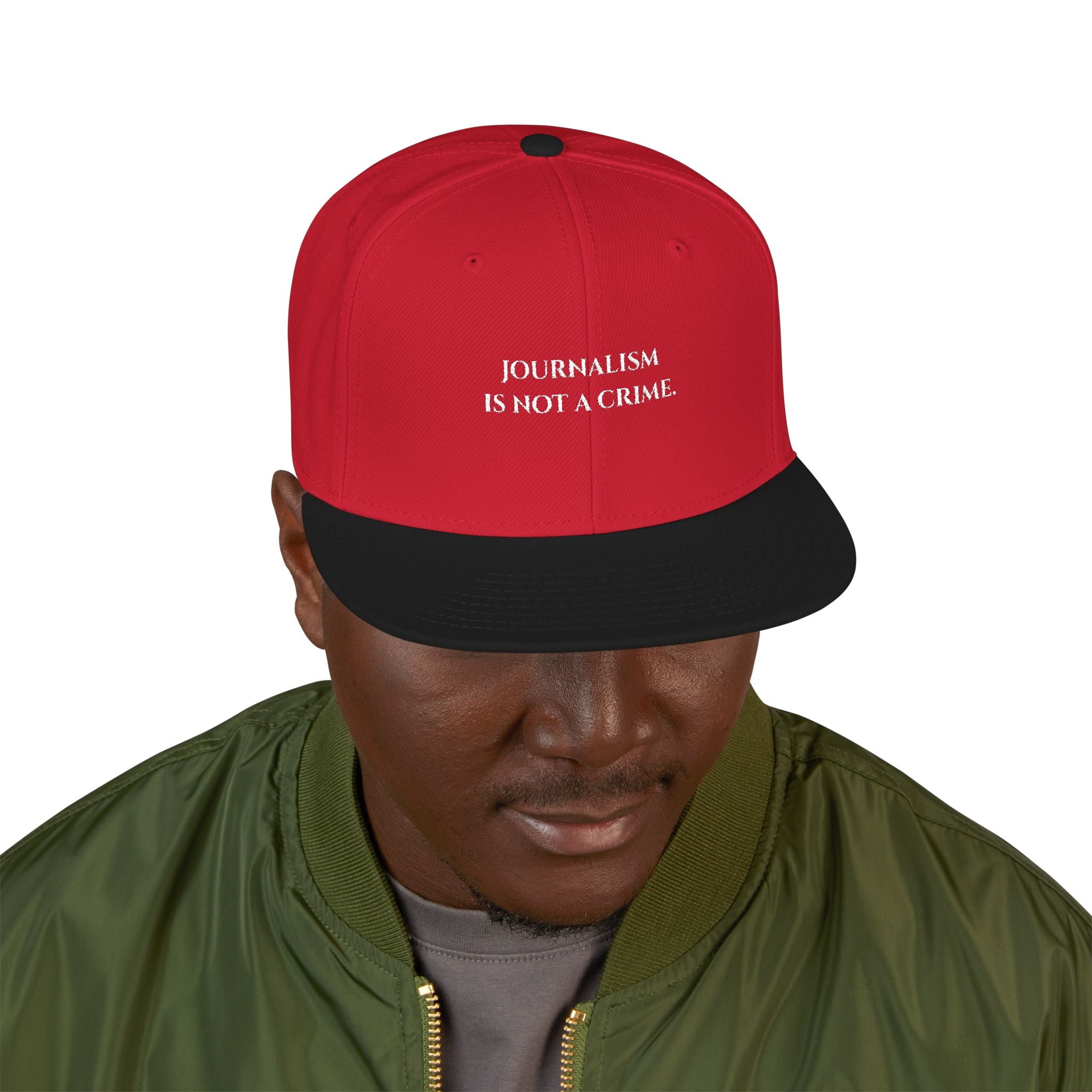 "Journalism is not a Crime" Embroidered Snapback Hat —