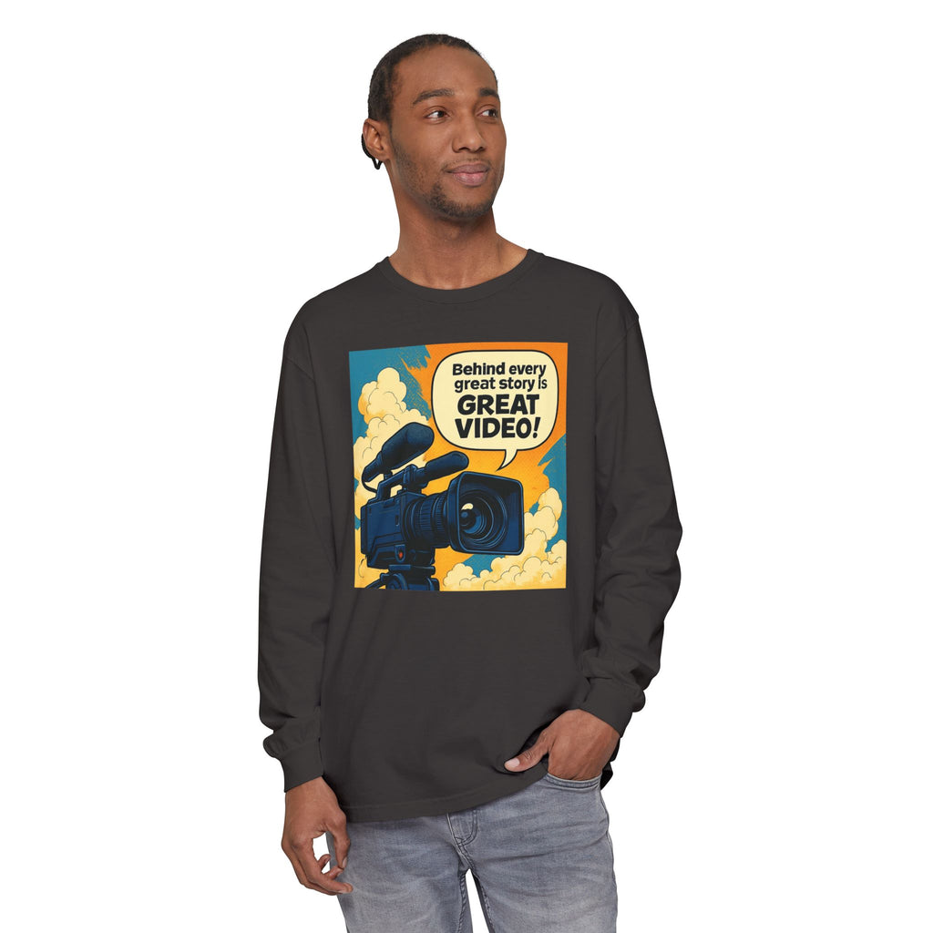 TV News Videographer  Long Sleeve T-Shirt, Great Video Gift, Media Production Apparel, Perfect for Filmmakers, Storyteller Style