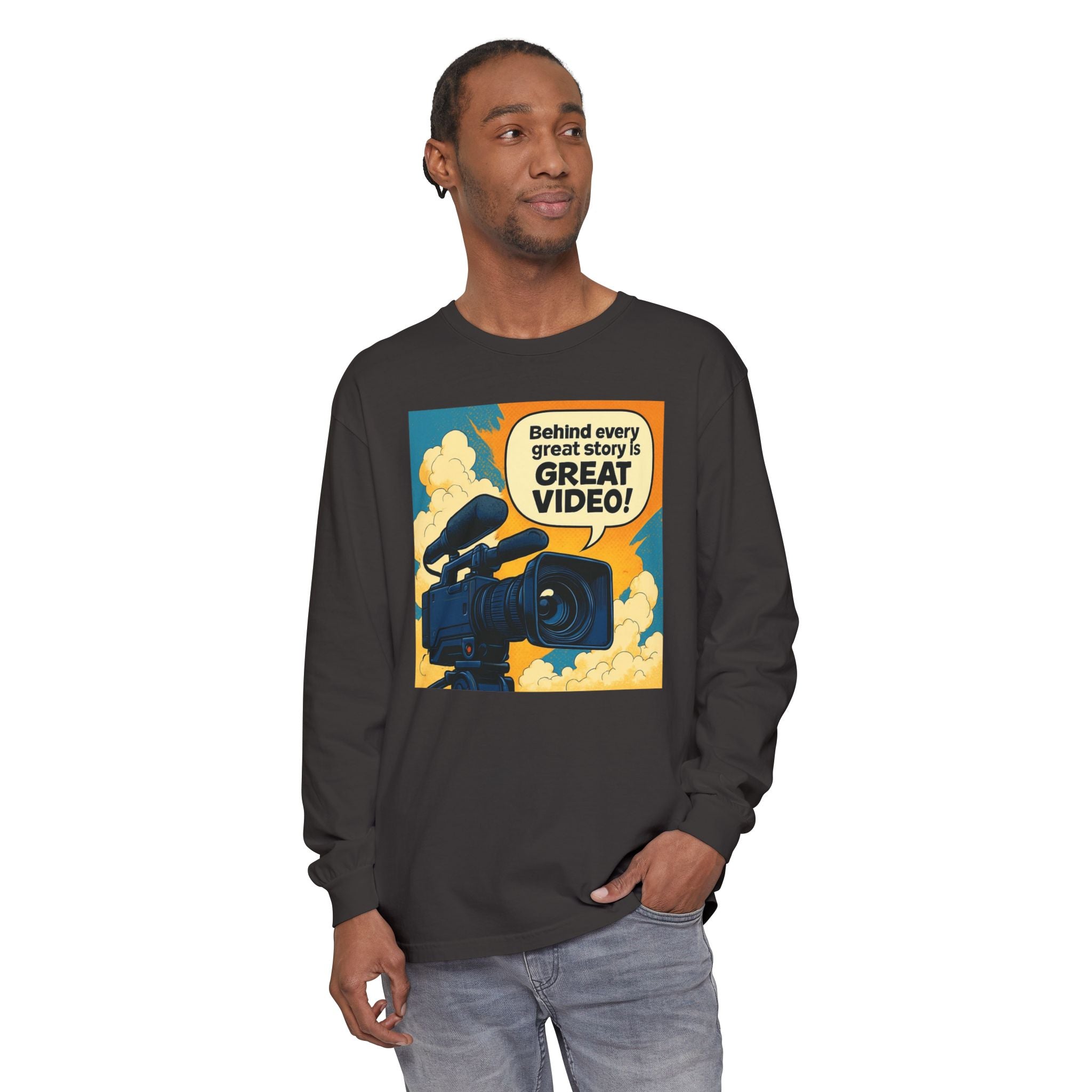 TV News Videographer  Long Sleeve T-Shirt, Great Video Gift, Media Production Apparel, Perfect for Filmmakers, Storyteller Style