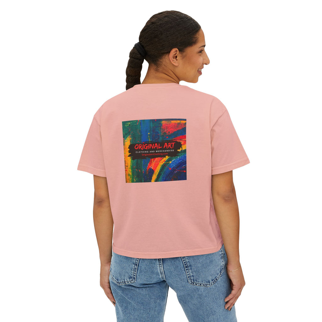 Fancy Rainbow Boxy Tee — Colorful 'Fancy' Graphic Women's Shirt