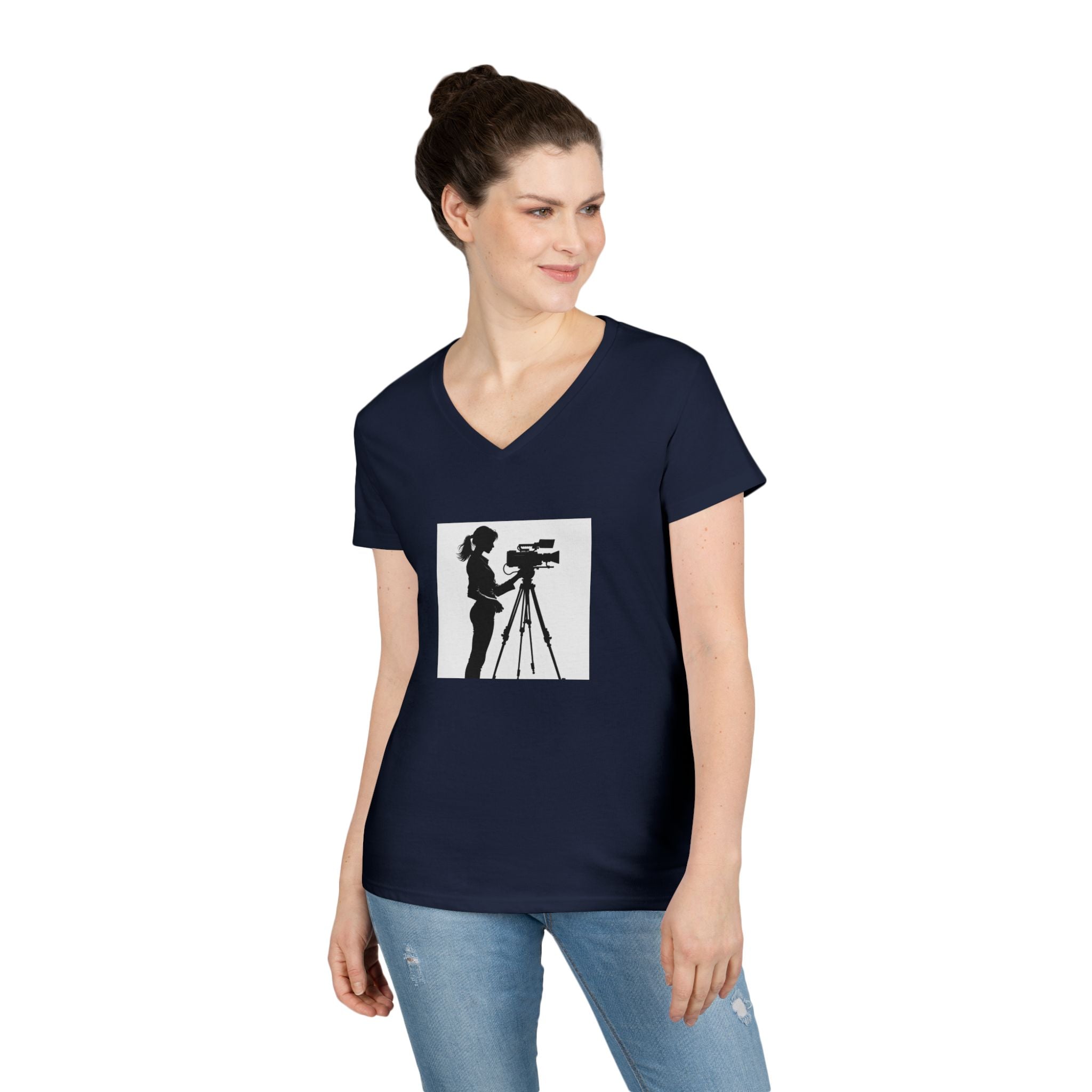 "Behind Every Great Story is Great Video "Camerawoman V-Neck Tee