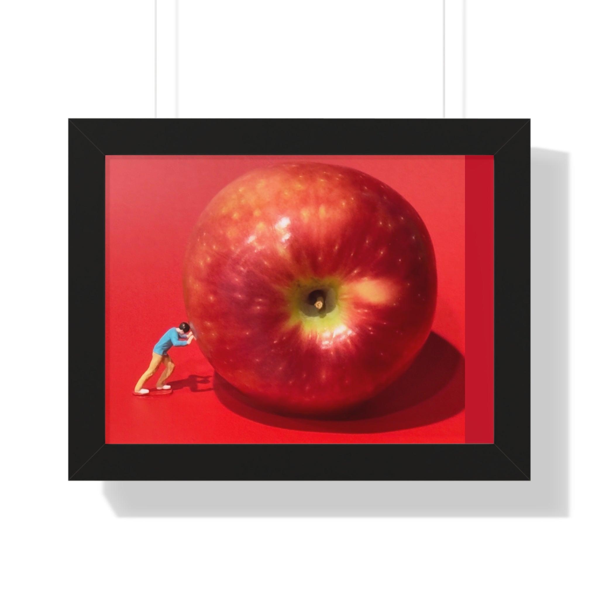 Framed Poster Giant Red Apple (Surreal Wall Art)