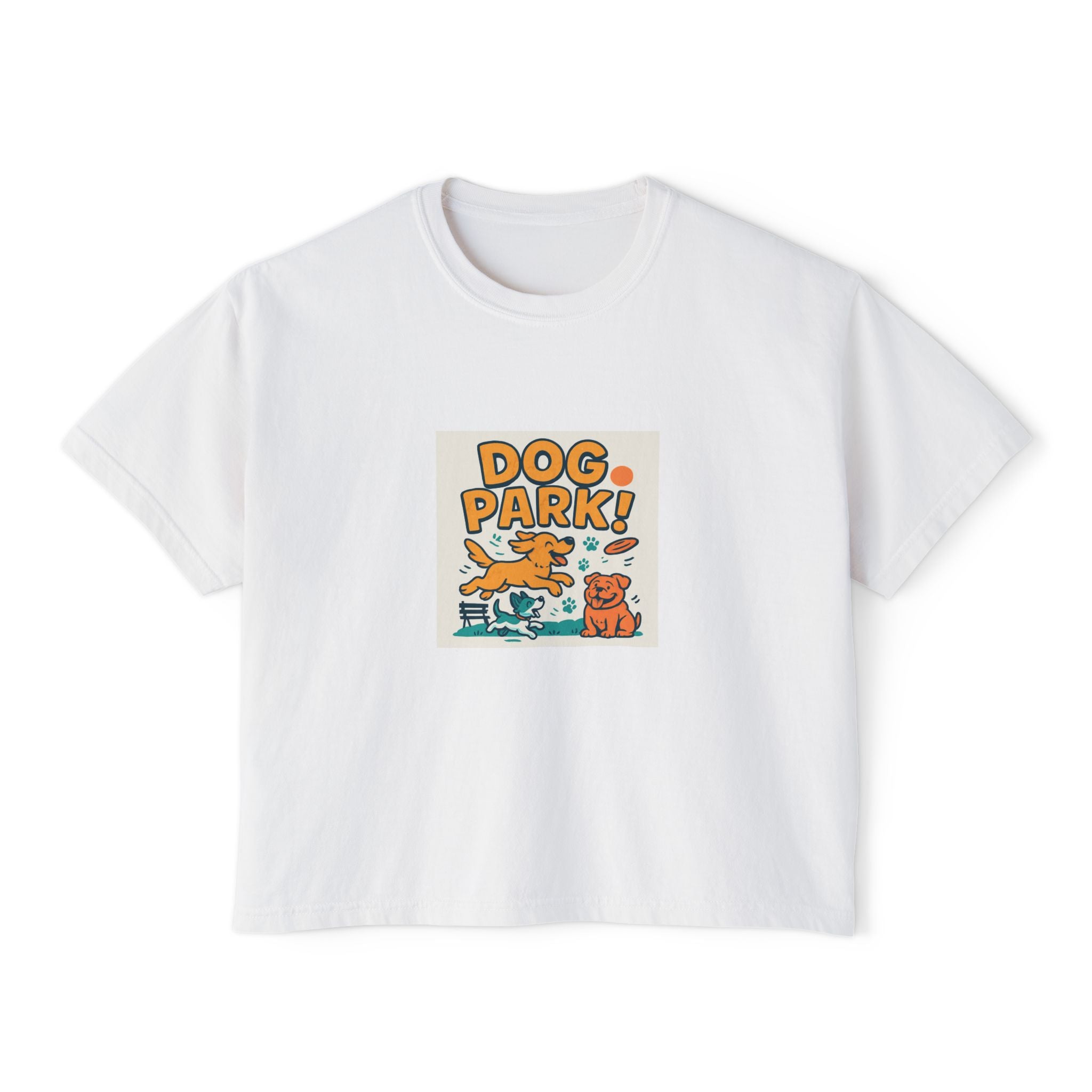 Dog Park Women's Boxy Tee, Cute Pet Lover Shirt, Casual Dog Mom Top, Gift for Dog Lovers, Summer Dog Apparel