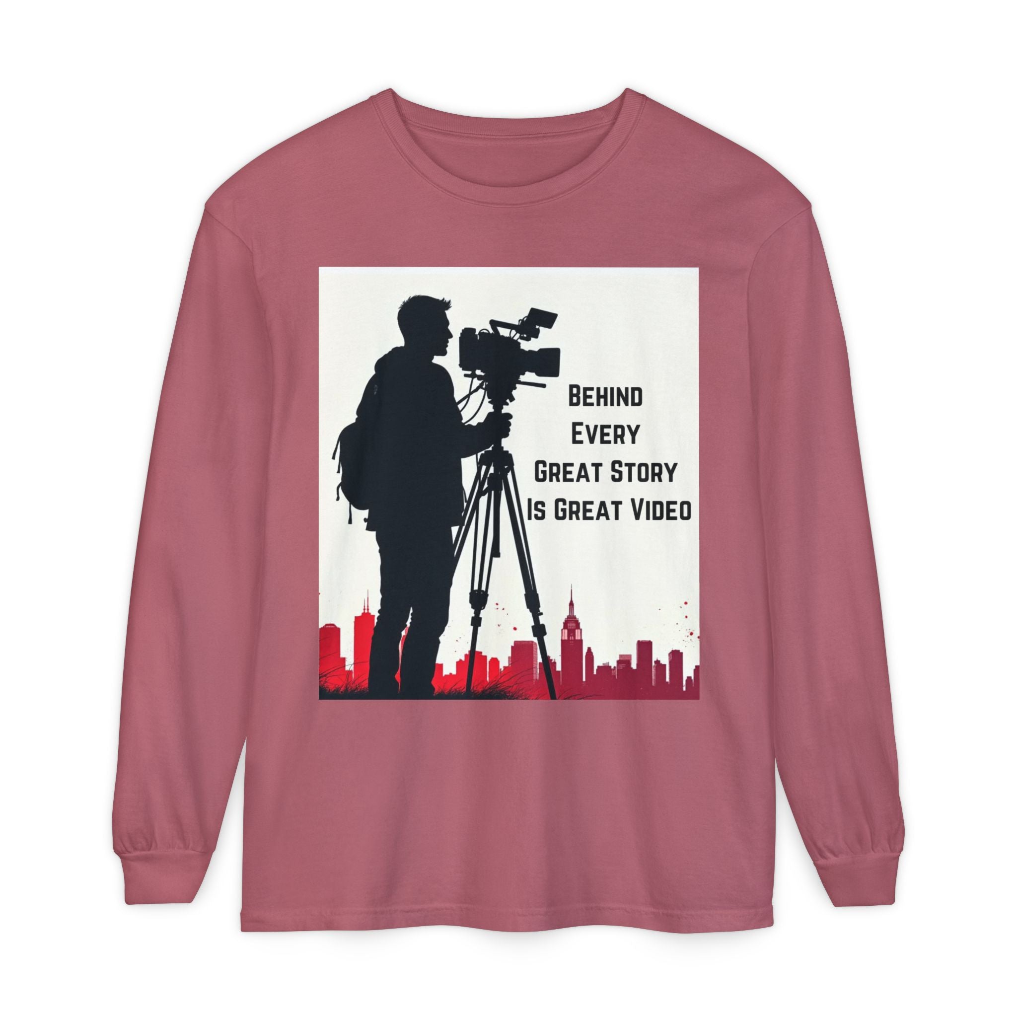 TV News Videographer: Unisex Garment-dyed Long Sleeve T-Shirt
