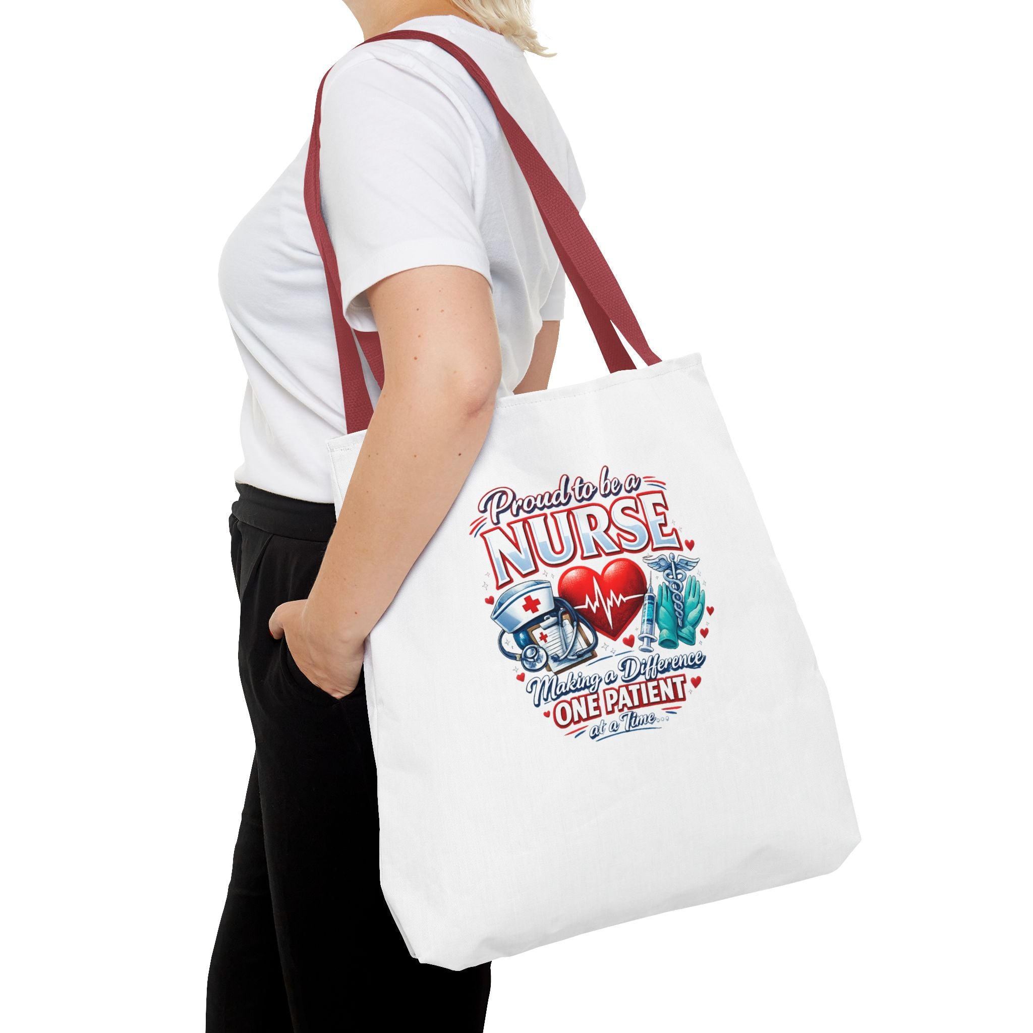 Nurse Tote Bag - "Proud to be a Nurse" Medical Heartbeat Design