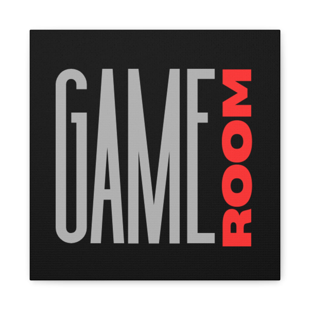 Game Room Canvas Wall Art — Modern Typography 'GAME ROOM' Print for Gamers & Entertainment Spaces