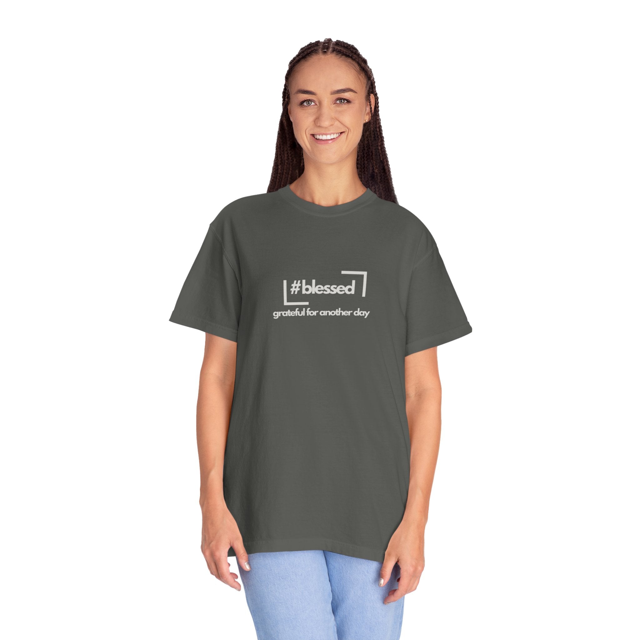 Blessed Hashtag T-Shirt — "#blessed grateful for another day" Casual Graphic Tee