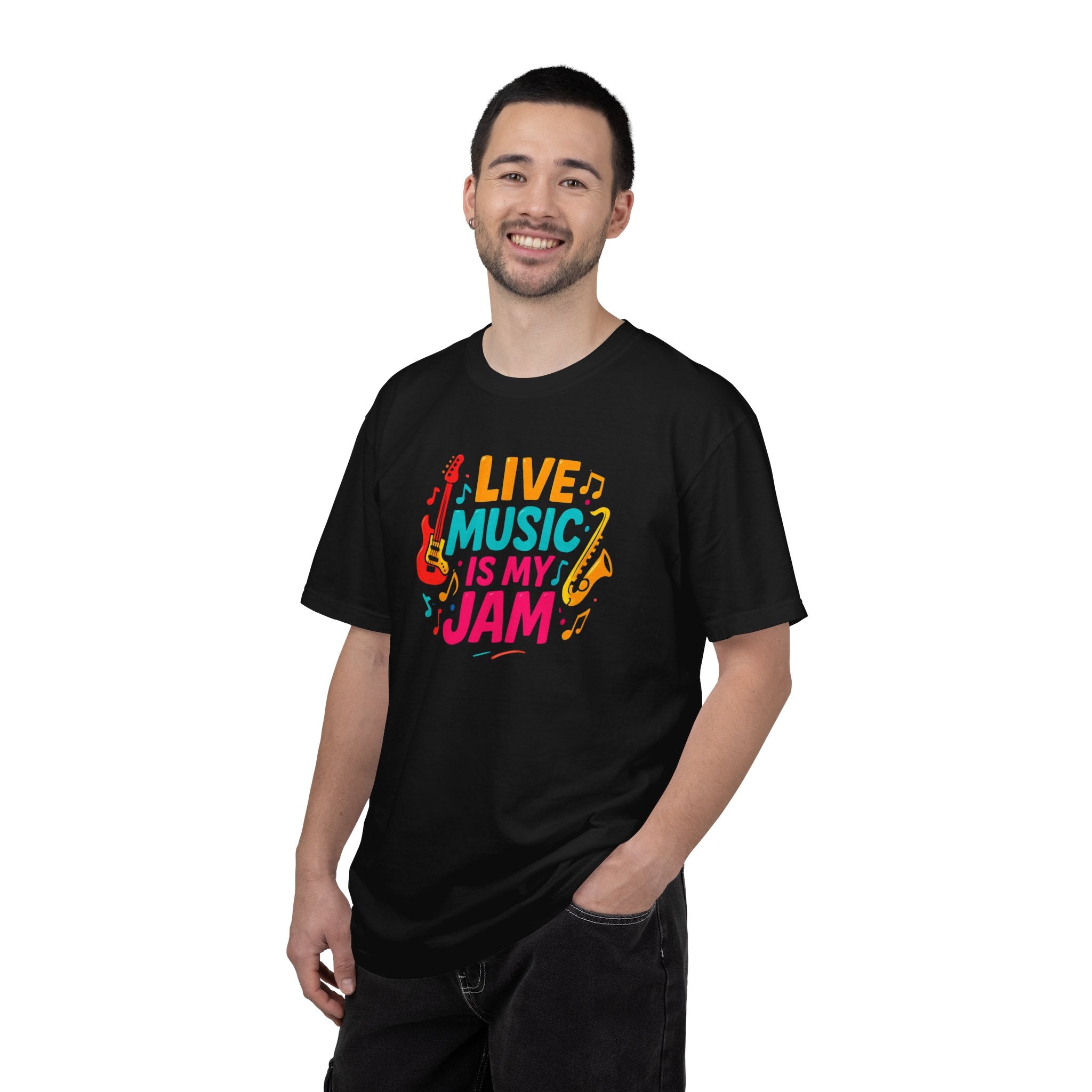 Live Music Is My Jam T-Shirt — Colorful Guitar Music Tee