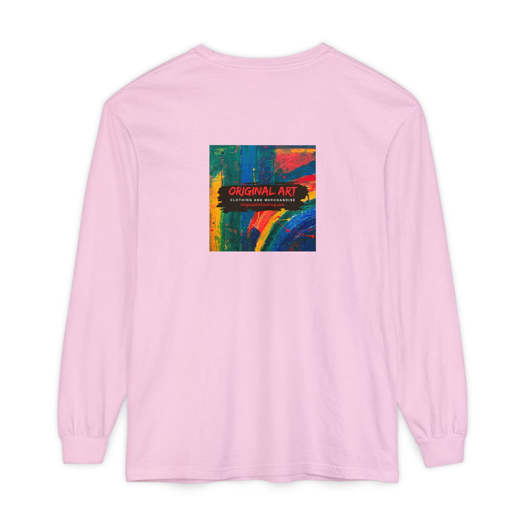 I Teach. Kids First. Long Sleeve Teacher T-Shirt — Colorful 'Original Art' Back Print