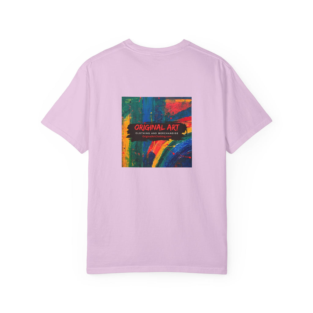 Teacher T-Shirt — “I teach. I help small humans become big thinkers.” with Colorful Back Art