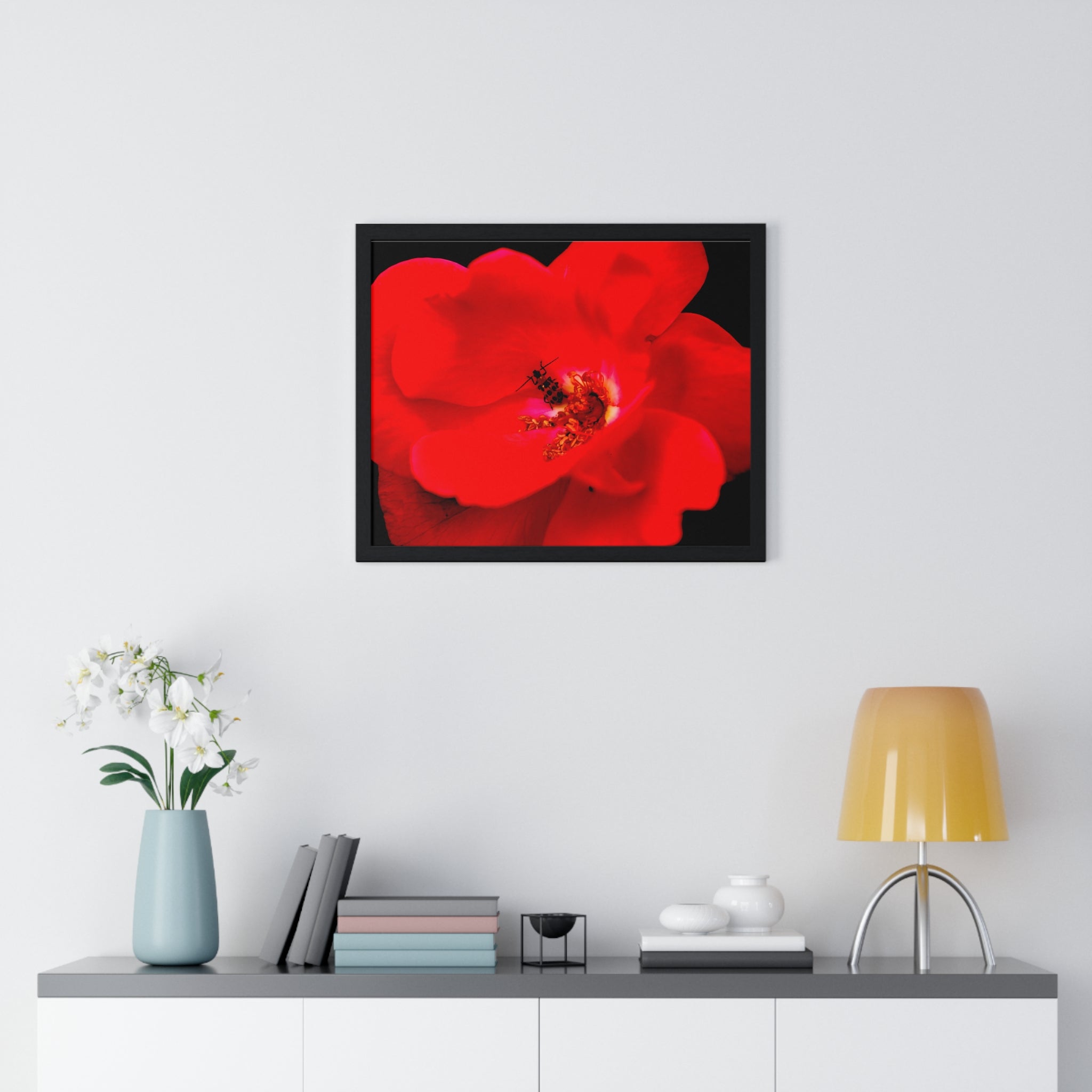 Framed Red Rose Wall Art Poster