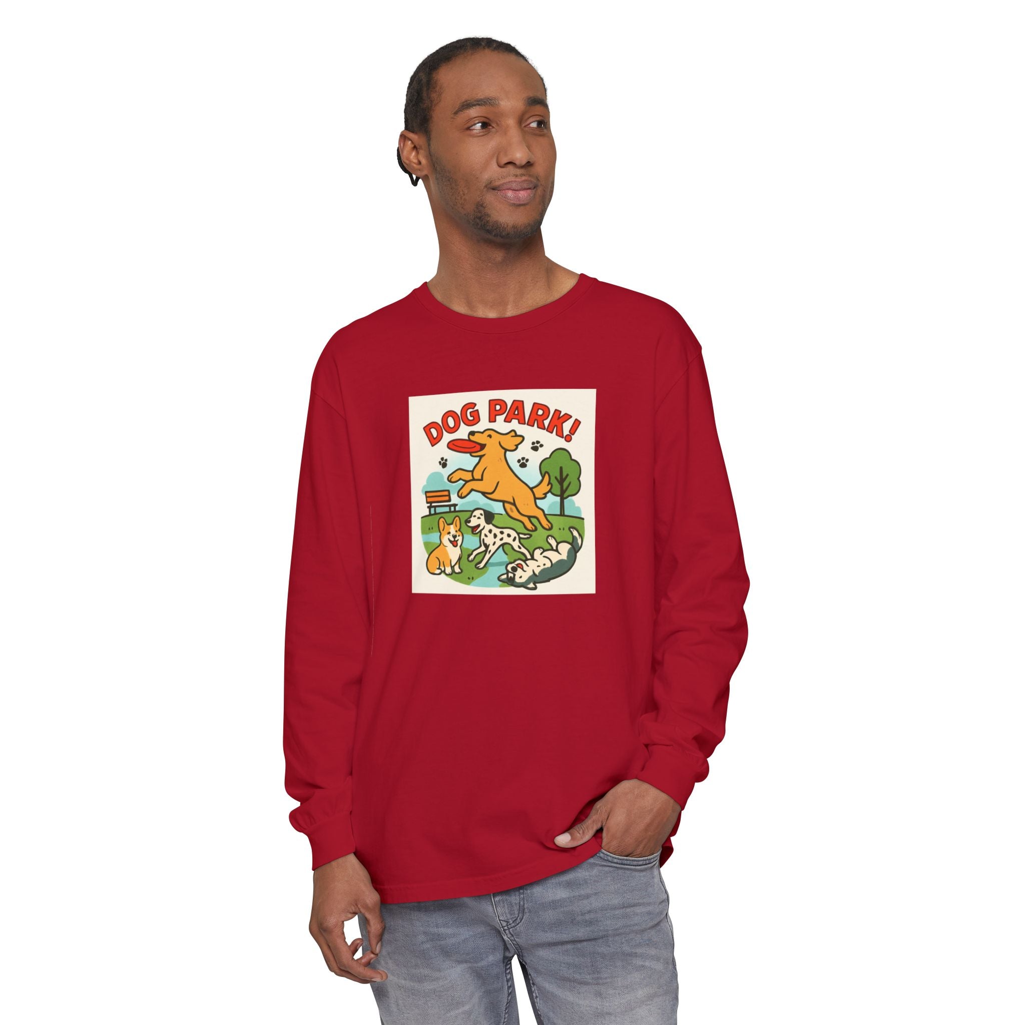 Dog Park Unisex Garment-dyed Long Sleeve T-Shirt