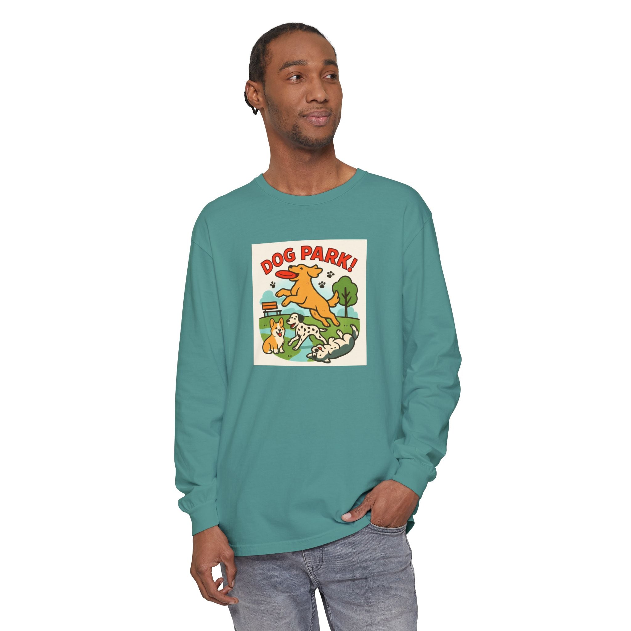 Dog Park Unisex Garment-dyed Long Sleeve T-Shirt