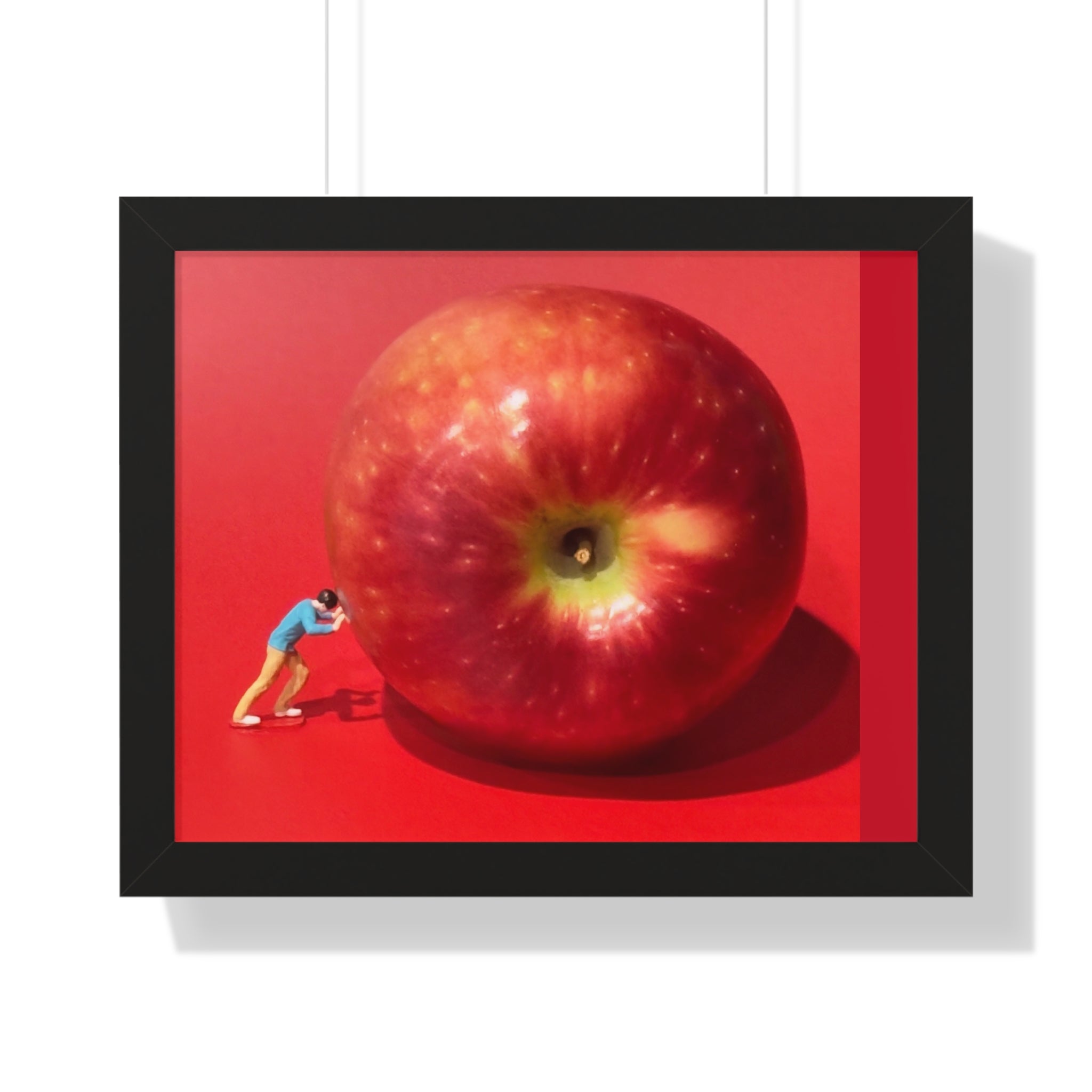 Framed Poster Giant Red Apple (Surreal Wall Art)