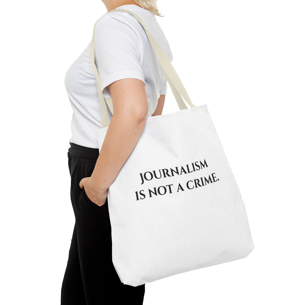 Journalism Is Not a Crime Tote Bag — Protest Statement Canvas Tote