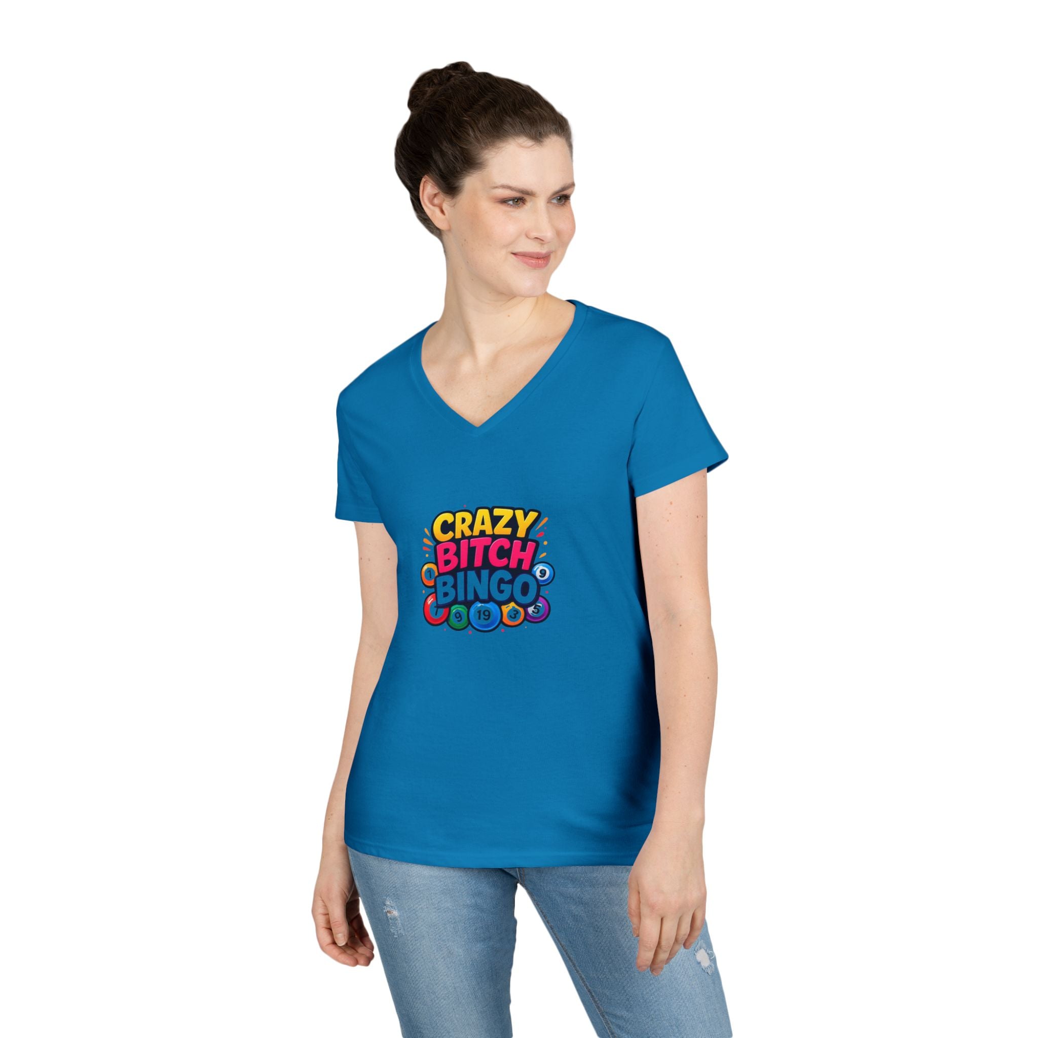 Crazy Bitch Bingo Ladies' V-Neck T-Shirt — Funny Bingo Tee for Women