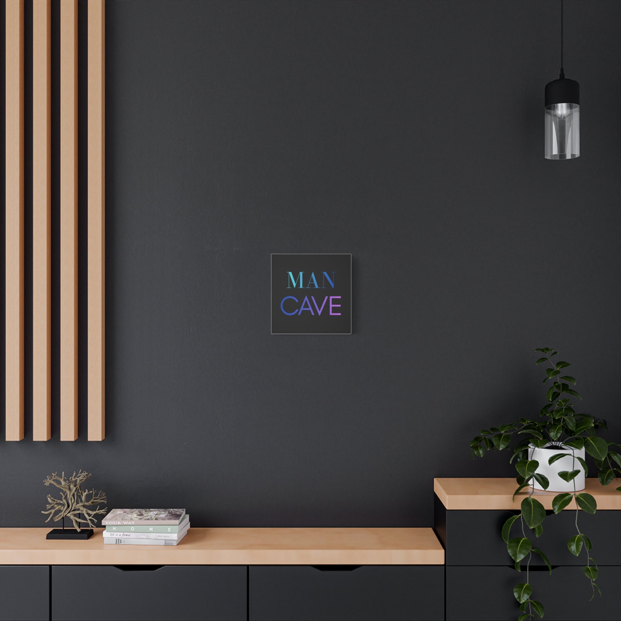 Man Cave Canvas Wall Art – Gradient Typography "MAN CAVE"