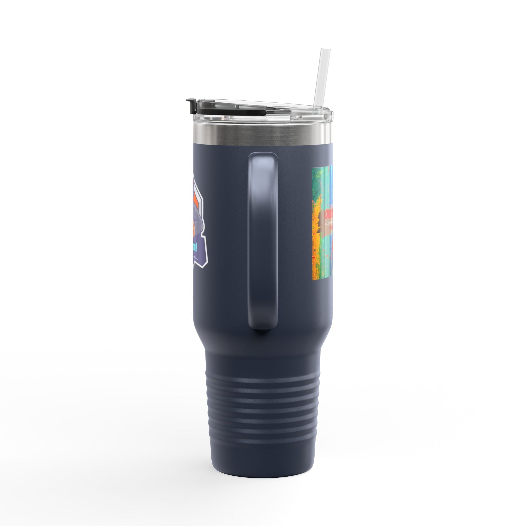 40oz Insulated Travel Mug — Gamer "Game On" Graphic, Thermal Tumbler for Gamers & Streamers