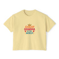 Coolest Grandma in the World Boxy Tee — Cute Women's Cropped Grandmother Shirt