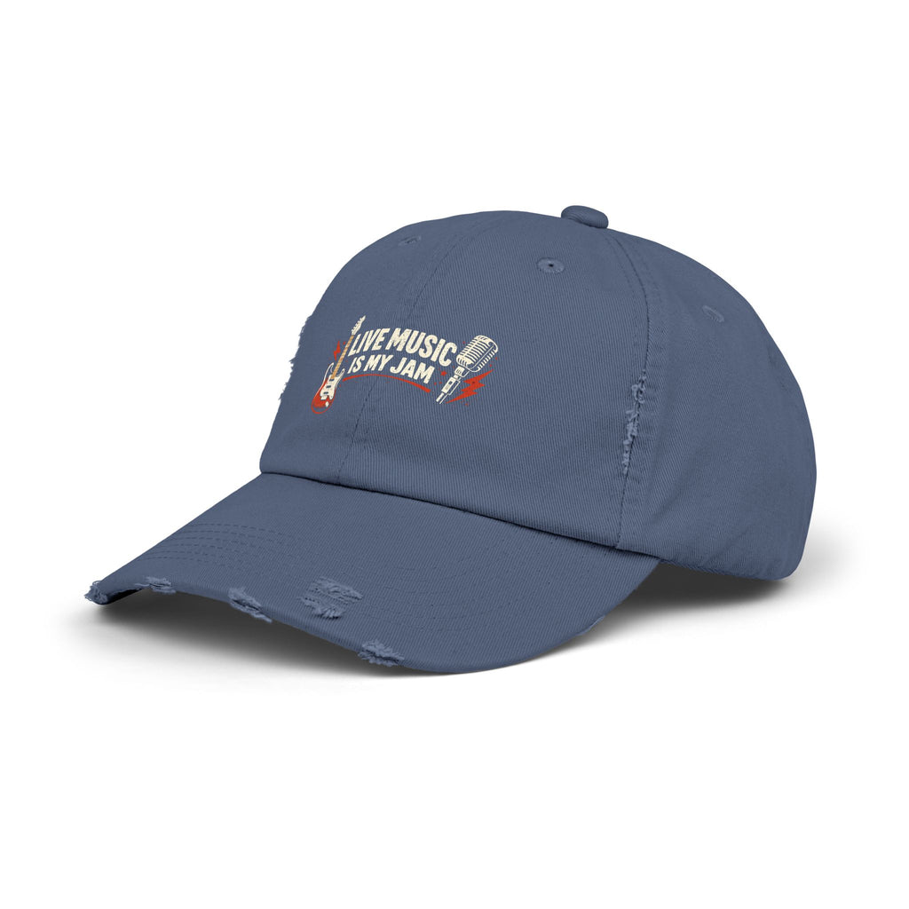Live Music Is My Jam Distressed Cap — Guitar Fan Baseball Hat