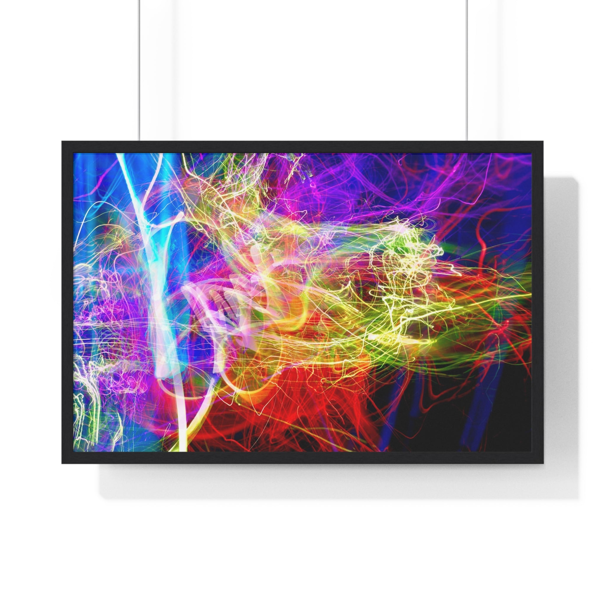 Abstract Light Painting Photography Framed Poster — Vibrant Colorful Wall Art