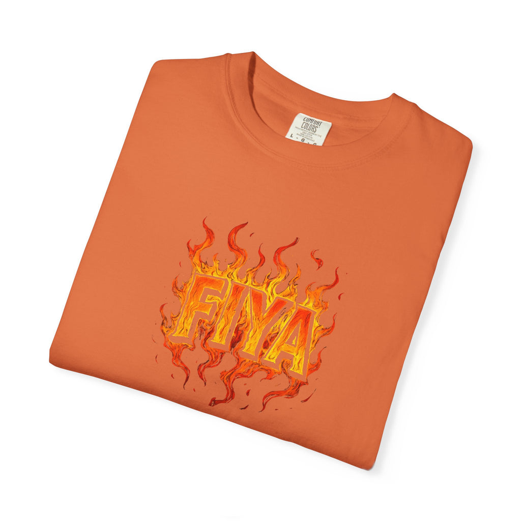 FIYA Flame Graphic T‑Shirt — Retro Fire Lettering Tee (Original Art)