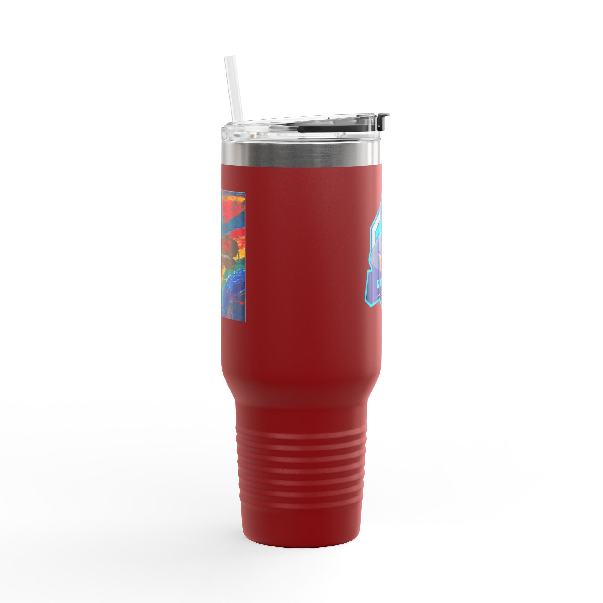 40oz Insulated Travel Mug — Gamer "Game On" Graphic, Thermal Tumbler for Gamers & Streamers