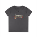 Live Music Is My Jam Ladies' V-Neck T-Shirt — Colorful 'Original Art' Back Print