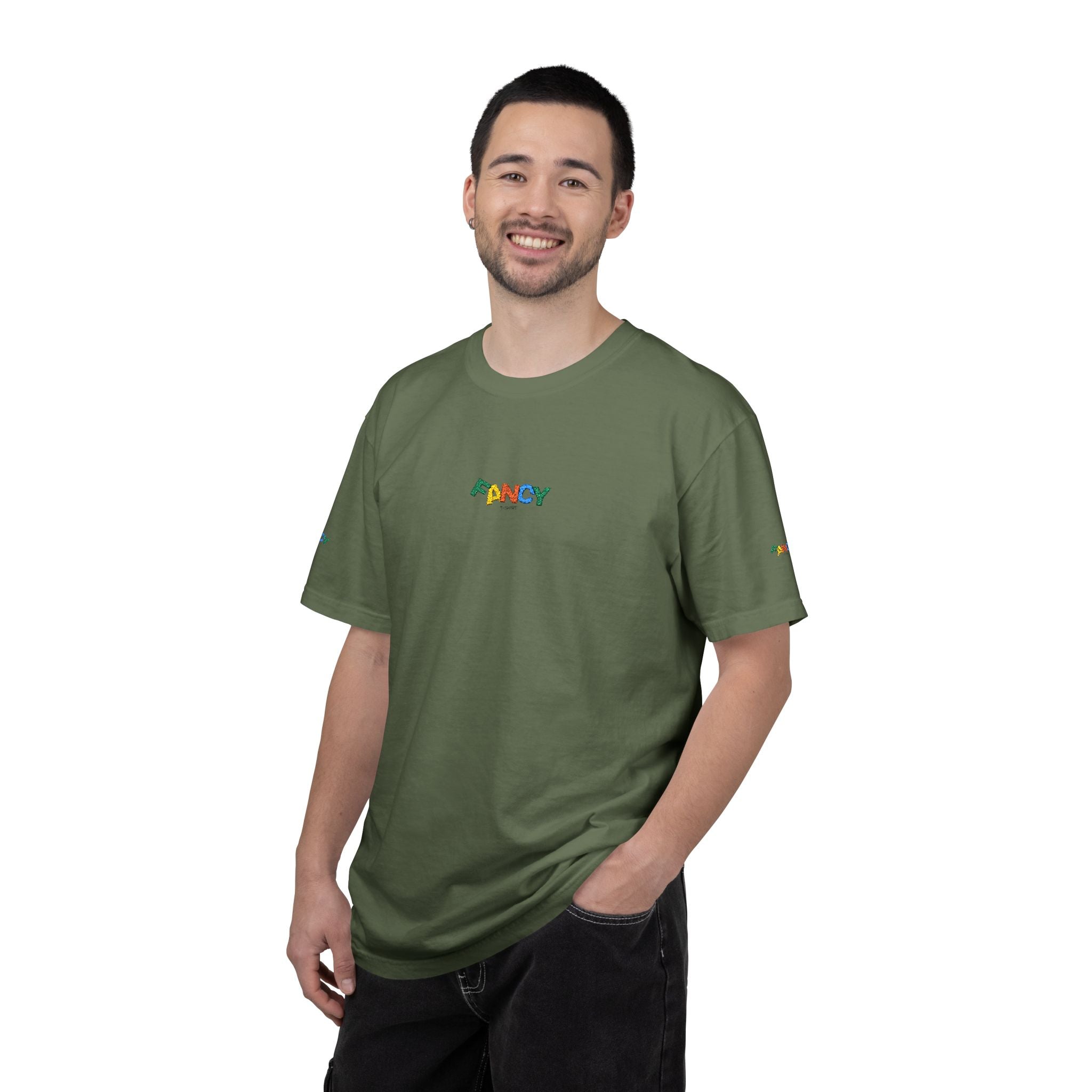 "Fancy" Colorful Logo T-Shirt — Small Chest & Sleeve Graphic