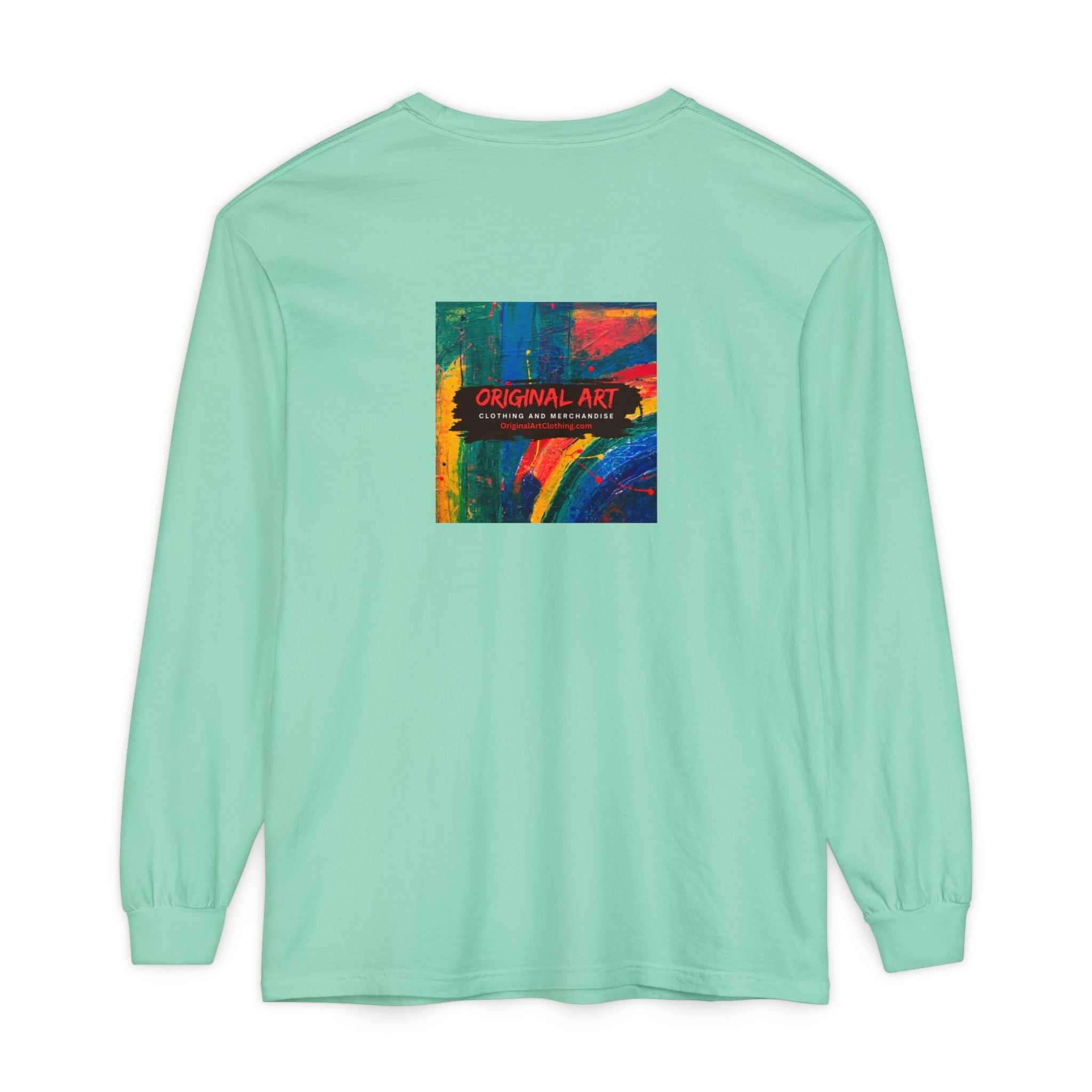 I Teach. Kids First. Long Sleeve Teacher T-Shirt — Colorful 'Original Art' Back Print