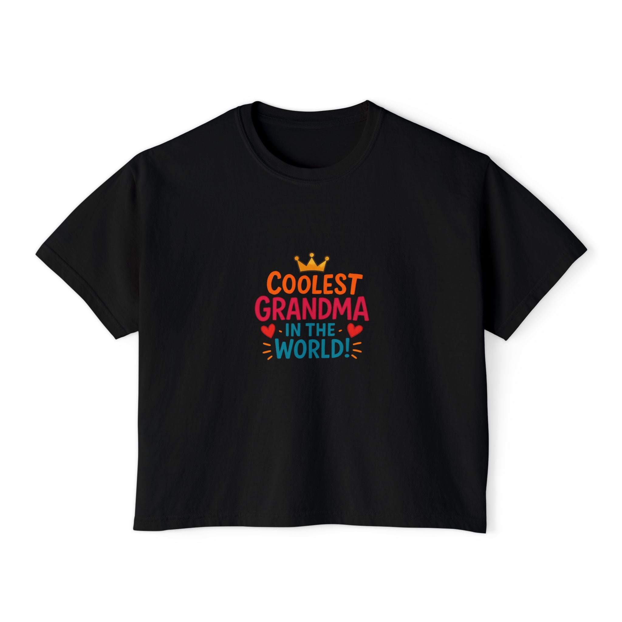 Coolest Grandma in the World Boxy Tee — Cute Women's Cropped Grandmother Shirt