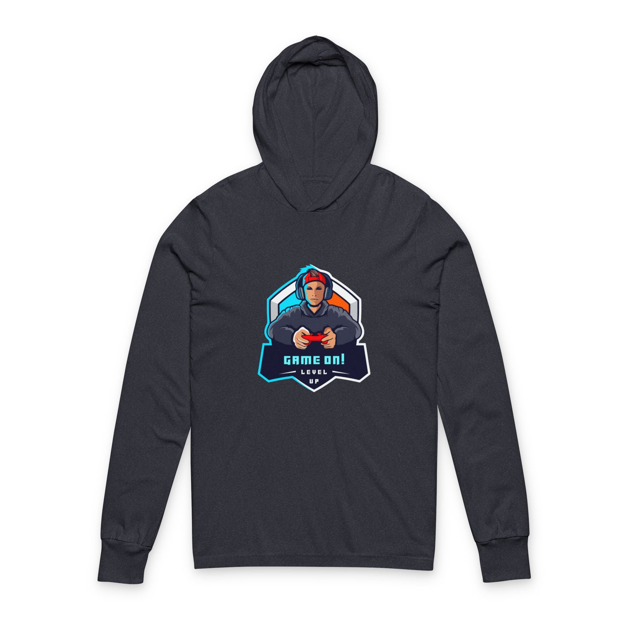 "Game On!" Graphic Gamer Hoodie Long Sleeve Tee