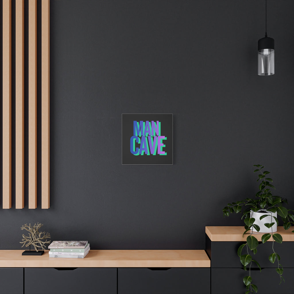 Man Cave Canvas Wall Art — Bold Neon 3D Typography Decor